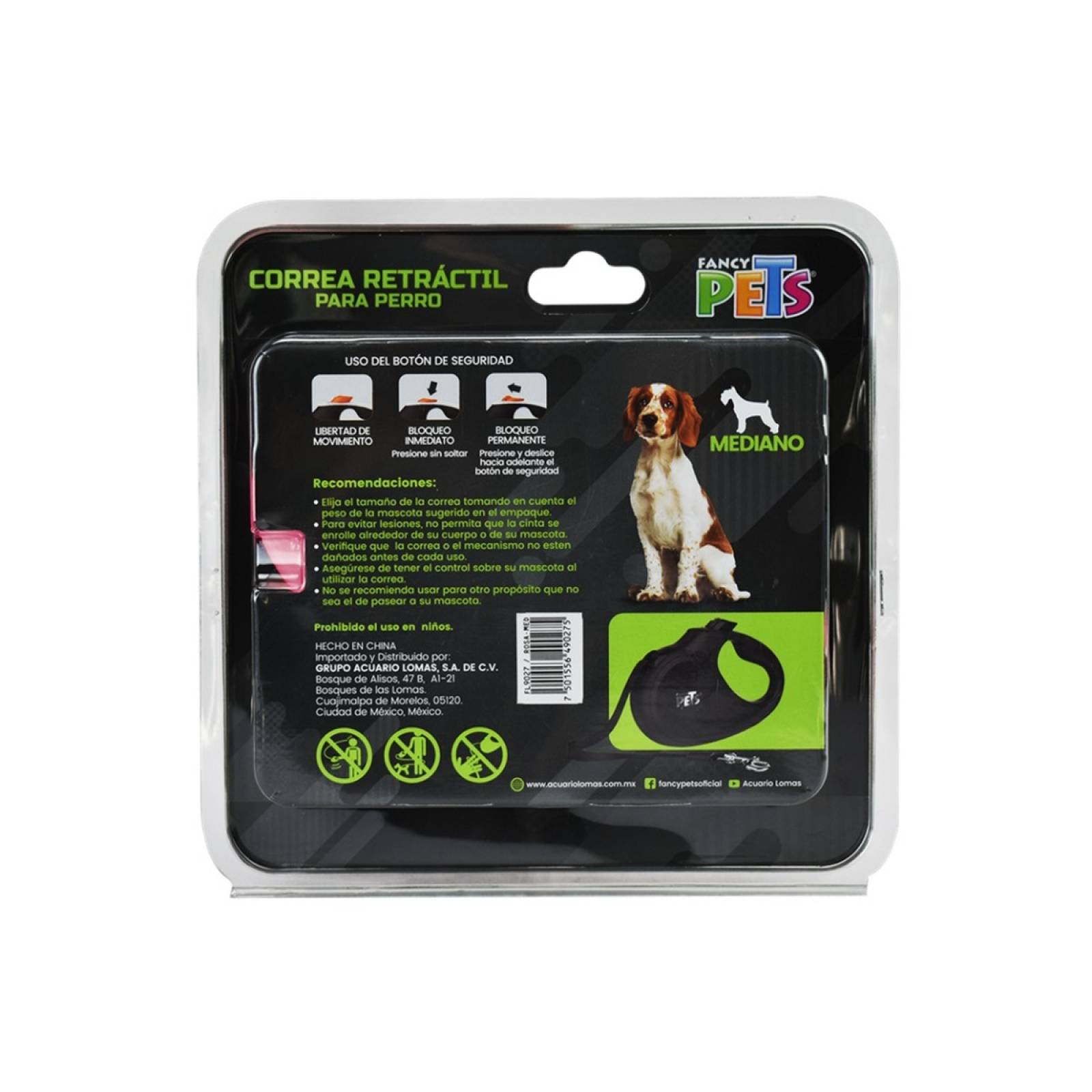 Correa Retractil Rojo Mediano Fancy Pets