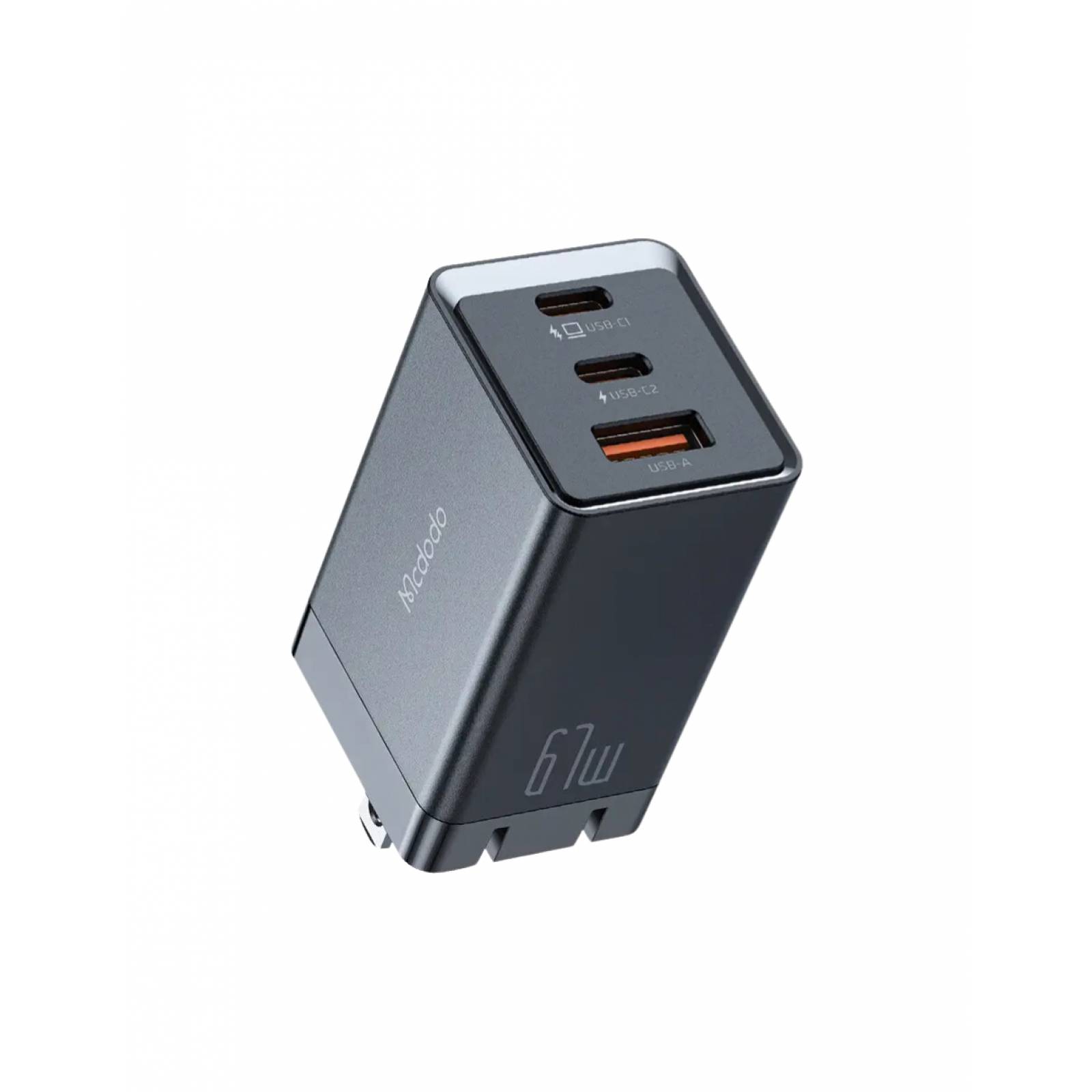 Cargador rápido 3 ranuras Mcdodo GaN 67W Pro  Negro.
