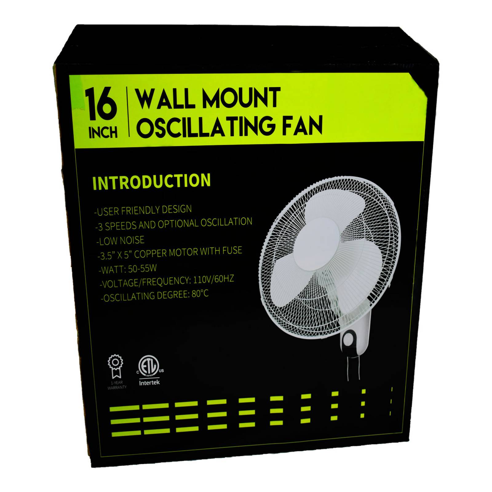 VENTILADOR DE MONTAJE EN PARED DE 16"