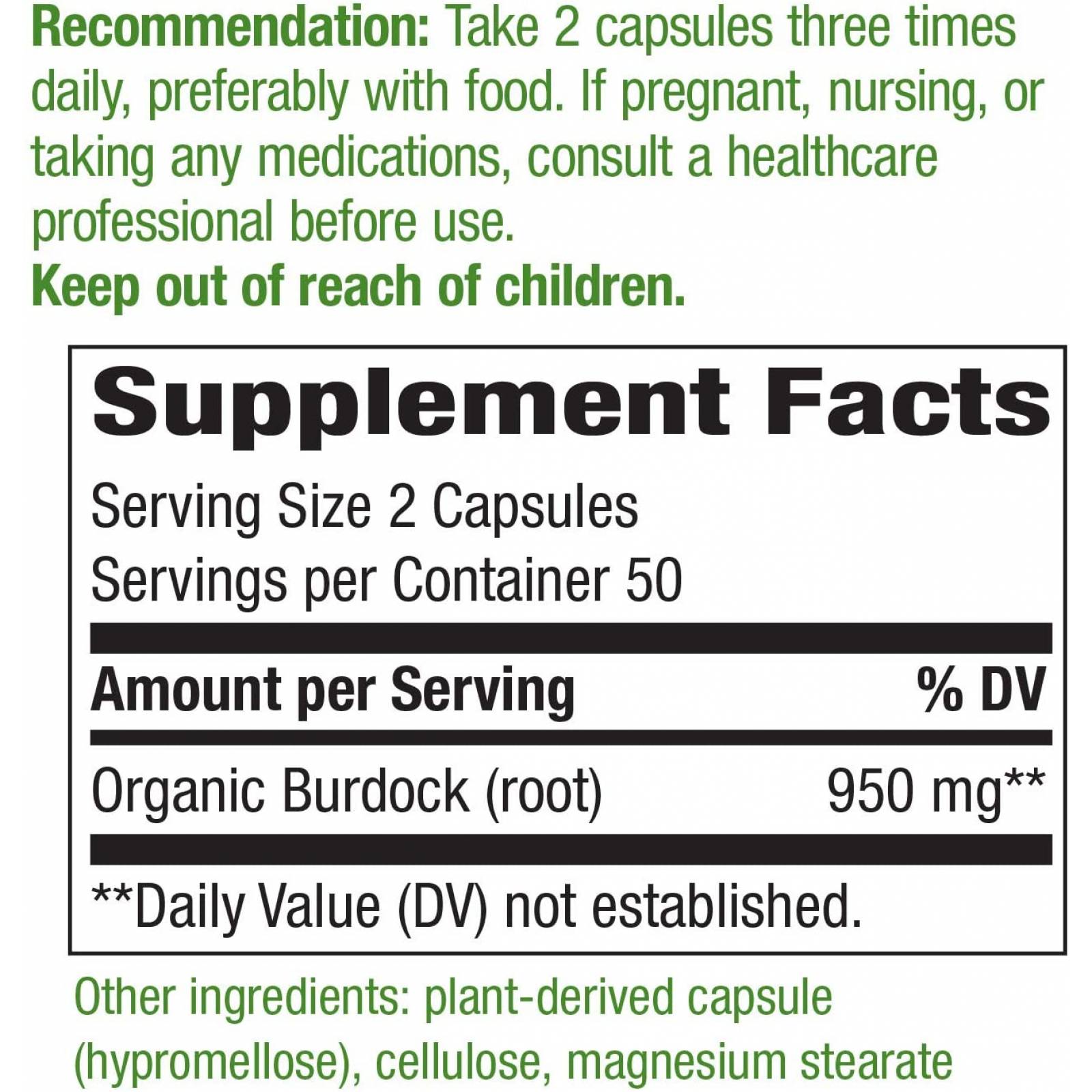 Natures Way Raiz De Bardana Burdock Root 100capsulas