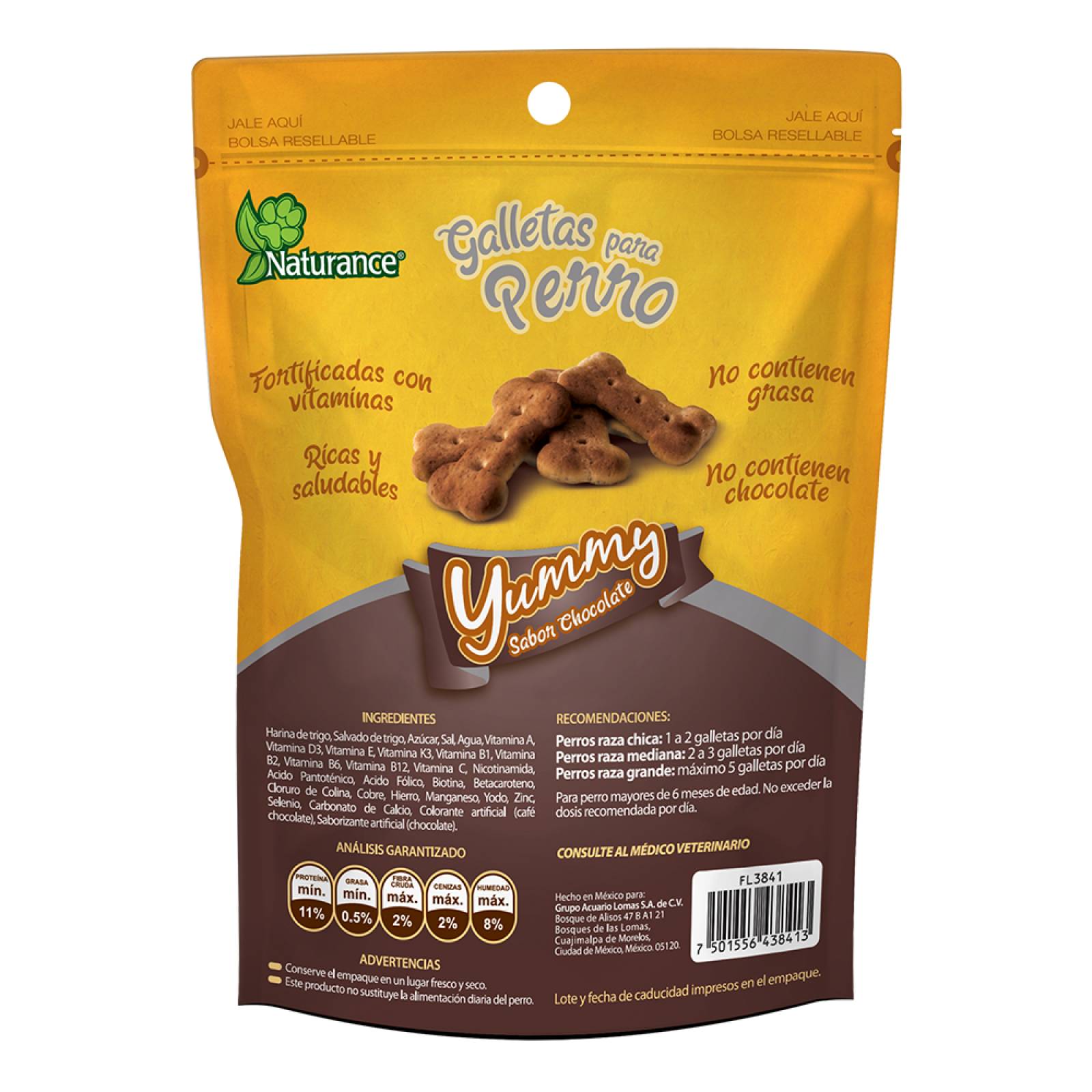 Yummy galletas para perro snacks Sabor Chocolate 100 grs 