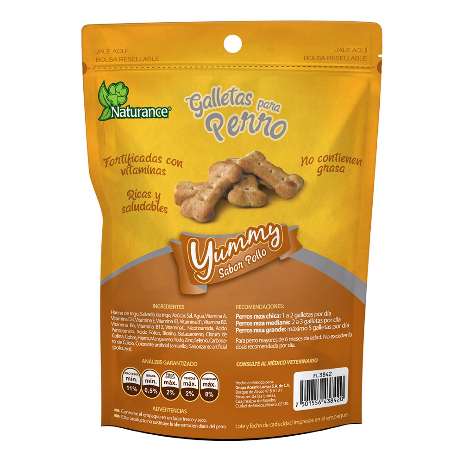 Yummy galletas para perro snacks Sabor Pollo 100 grs