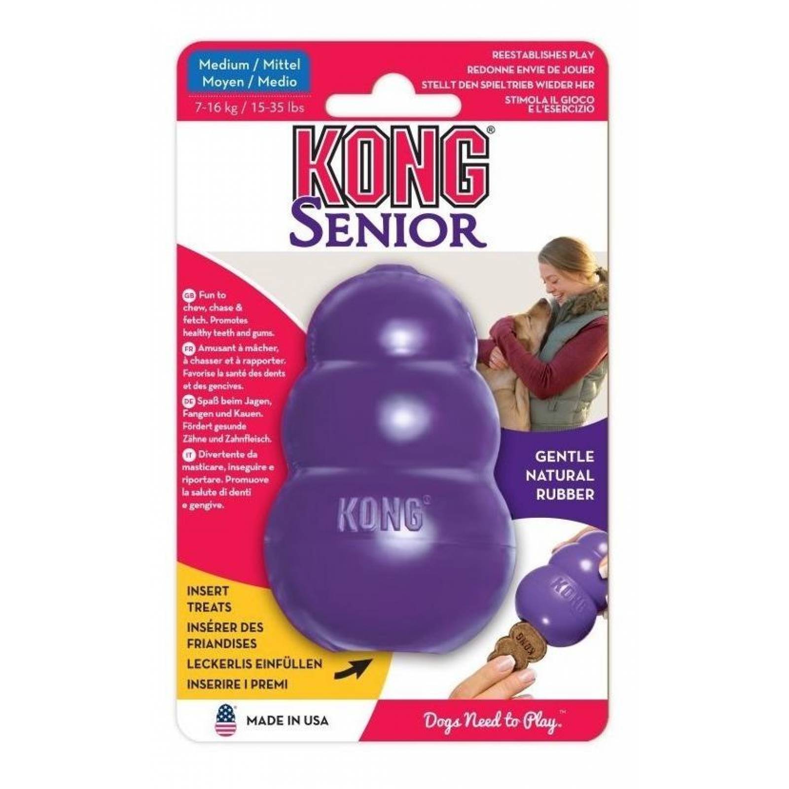 Juguete Para Perros Kong Senior Rellenable Mediano 