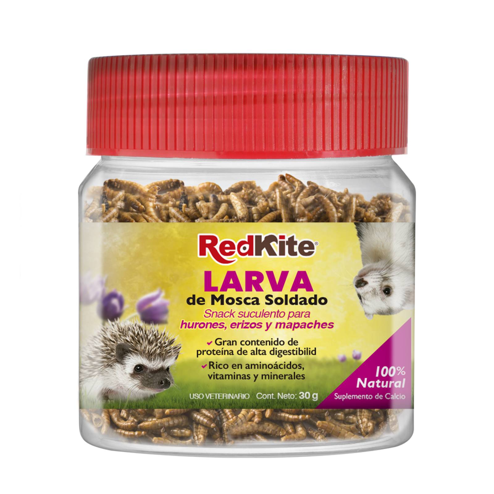 Redkite larva de mosca soldado para huron erizo mapache 30g 