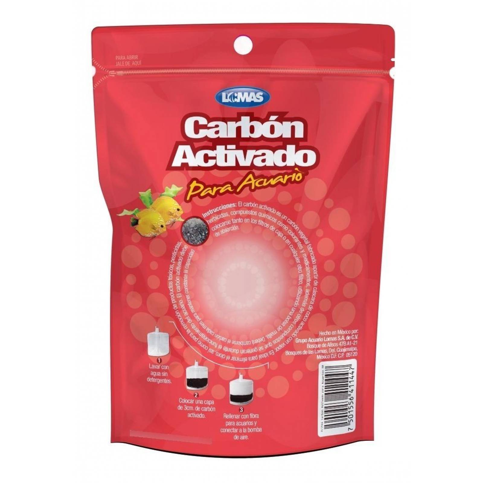 LOMAS bolsa Carbón Activado Para Acuario o peceras 100grs