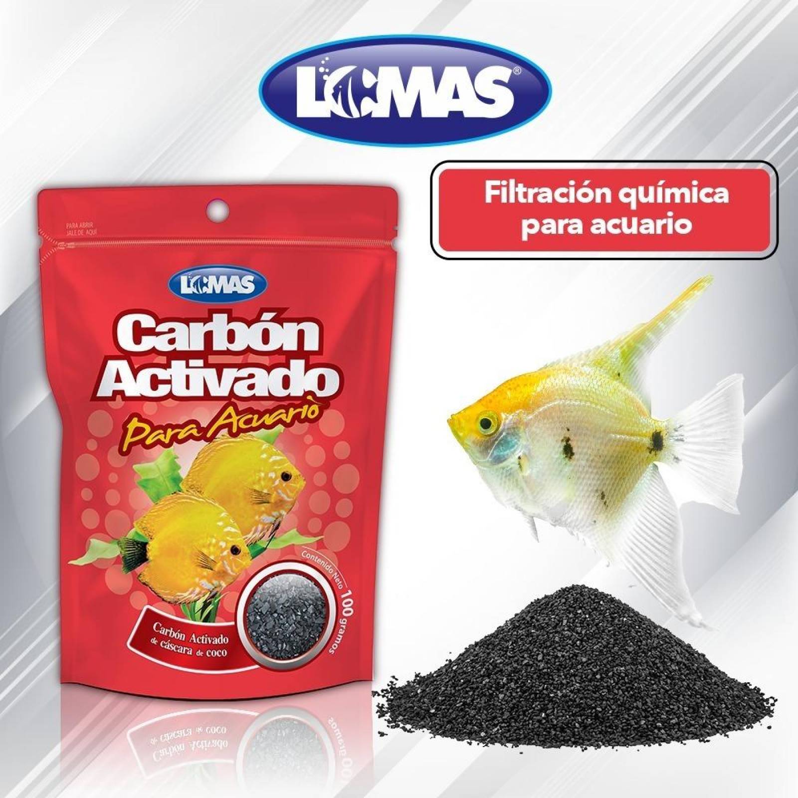 LOMAS bolsa Carbón Activado Para Acuario o peceras 100grs