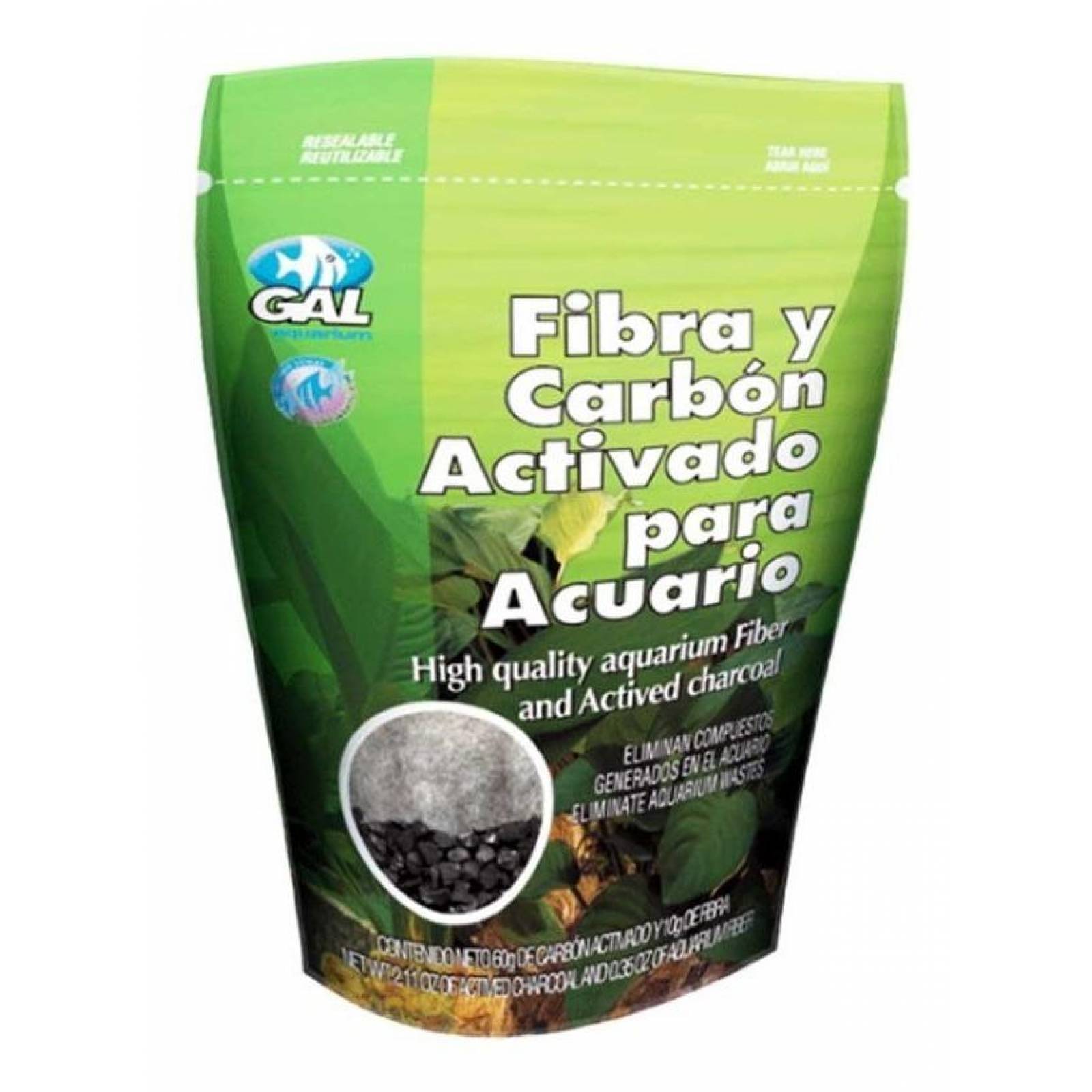 LOMAS bolsa Fibra 10g Y Carbon Activado 60g para filtros 