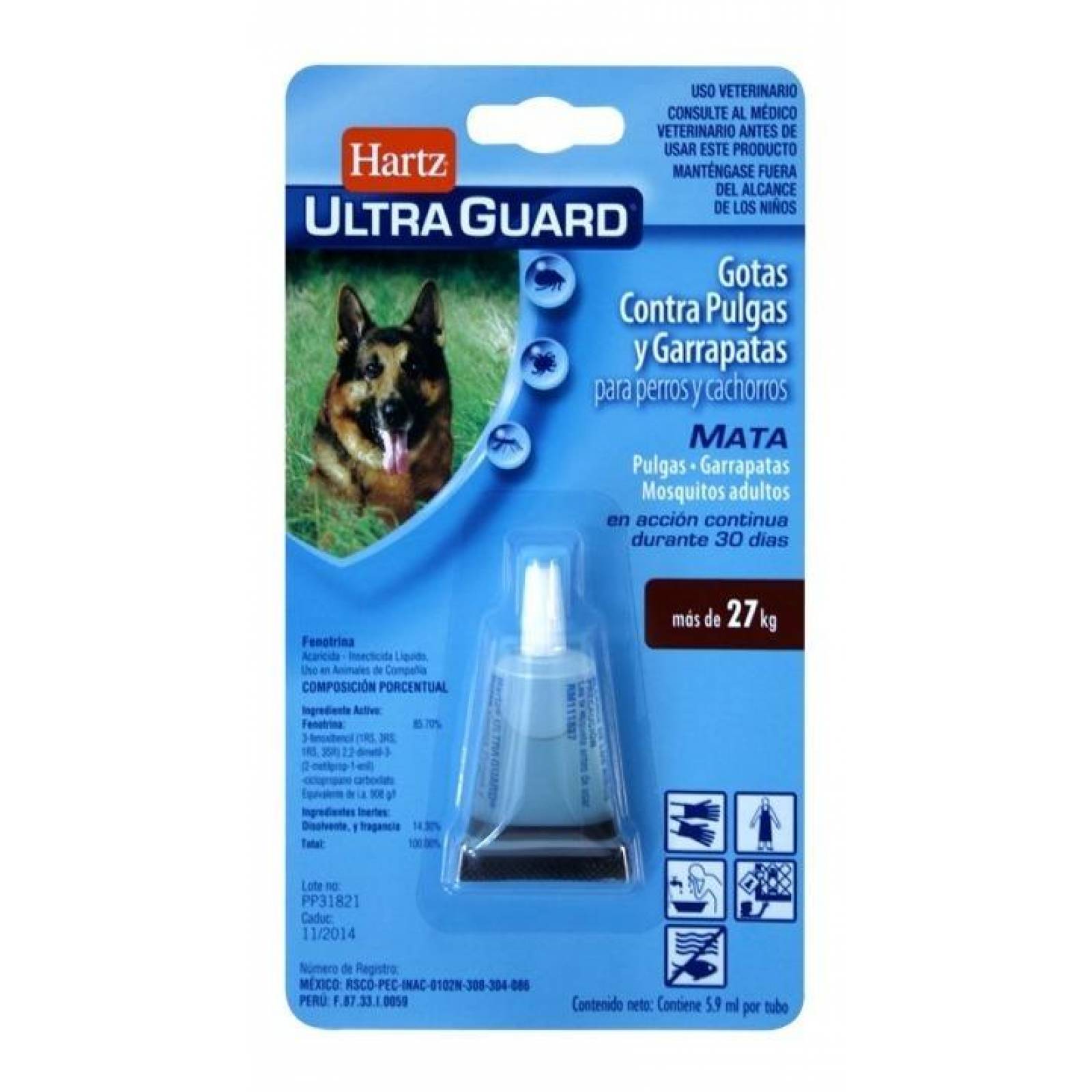 Hartz UltraGuard pipeta Antipulgas Para Perro Arriba De 27Kg 