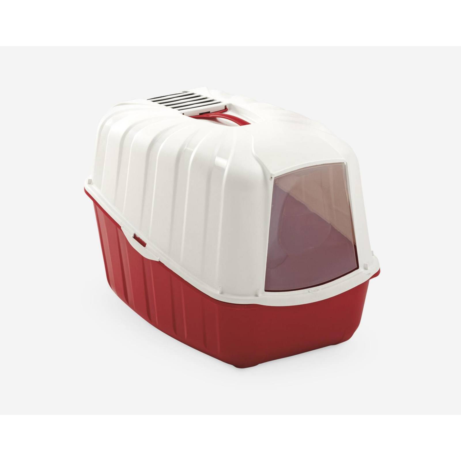 Arenero Con Tapa Y Puerta Para Gatos Filtro De Olores Y Pala Rojo Chico