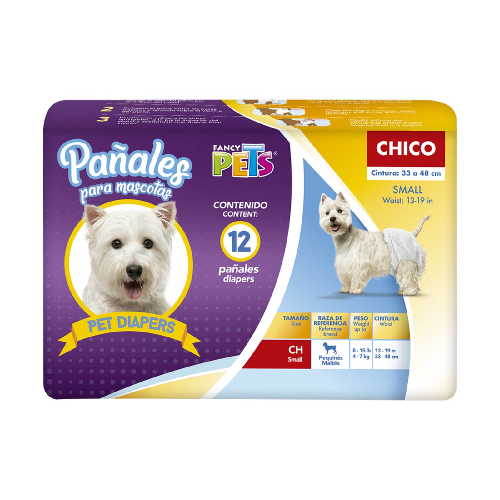 Dry Pet Pañales para perro tamaño chico 12 piezas