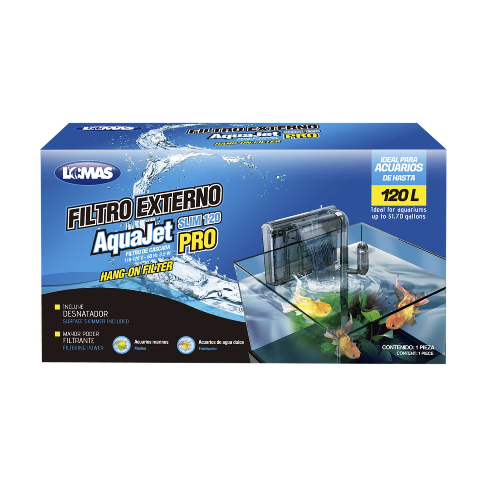 LOMAS filtro de cascada para acuario AquaJet Slim Pro 120 lt 
