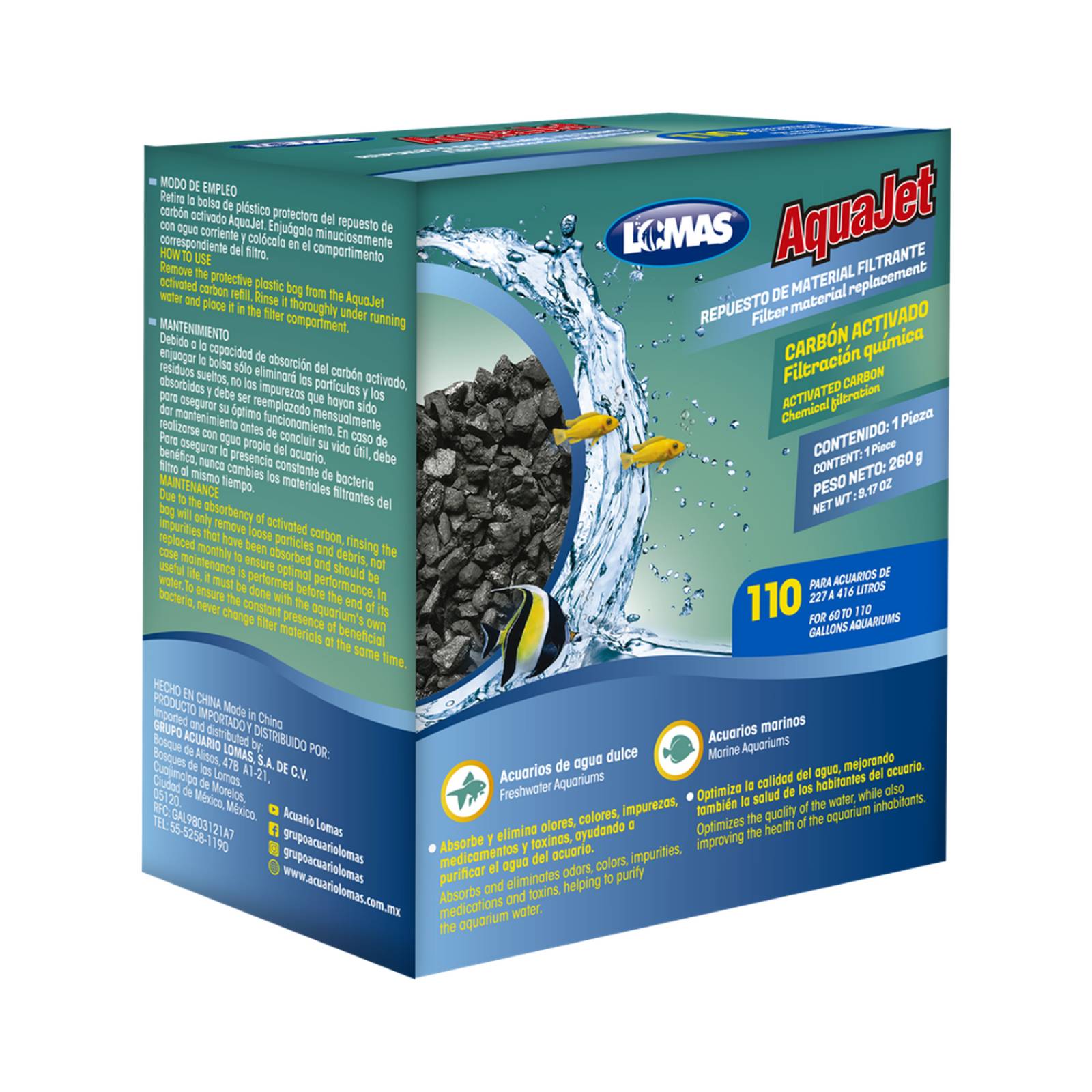 LOMAS repuesto carbon filtro cascada Aquajet y Aquaclear 110 