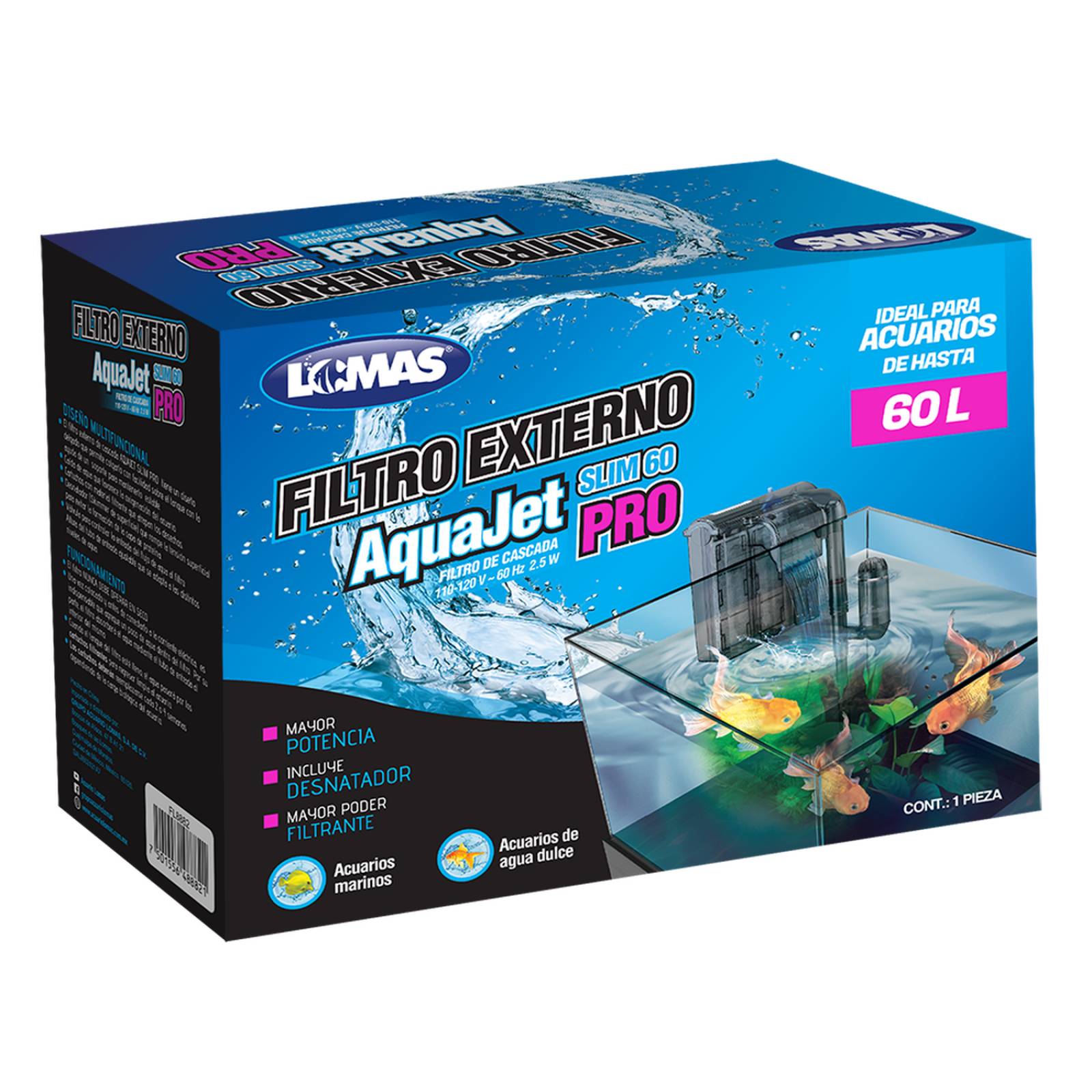 LOMAS filtro de cascada para acuario AquaJet Slim Pro 60 lt 