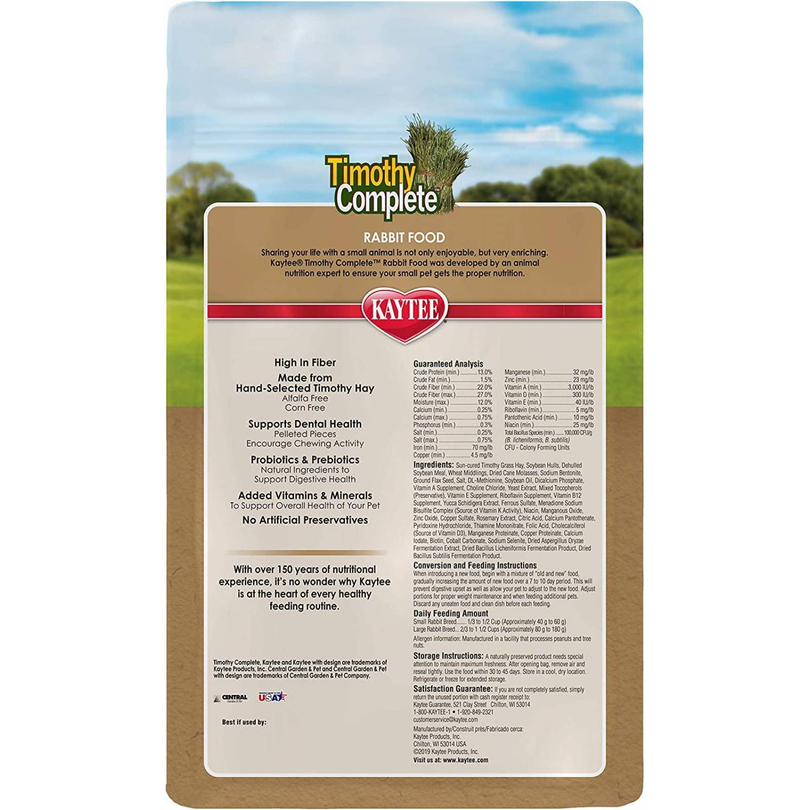 Alimento Premium Kaytee Timothy Complete Conejo 2.04 kg 