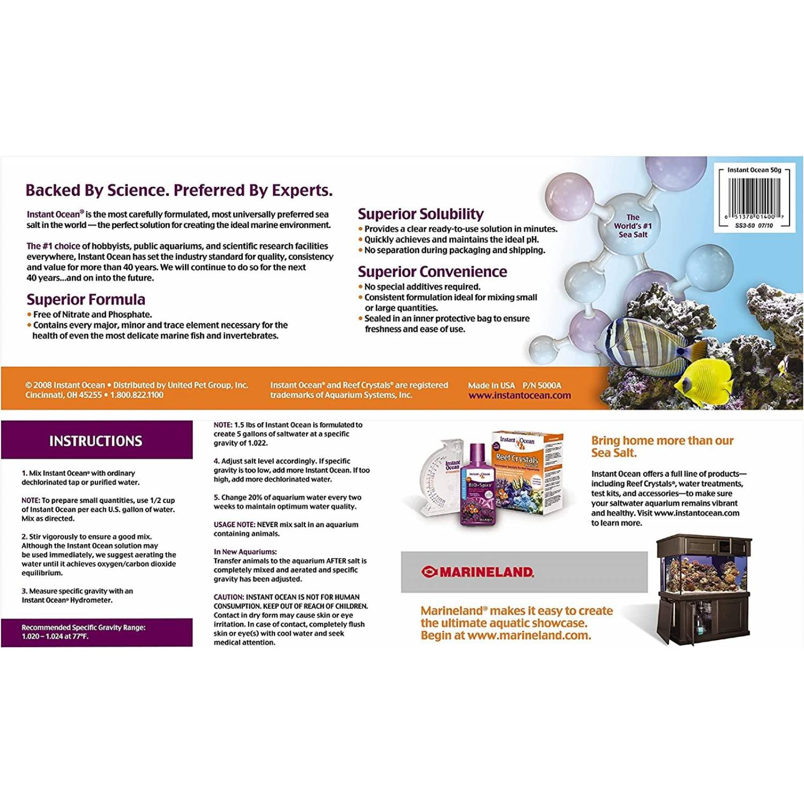 Instant Ocean Sal marina Sea Salt 189.3 lt acuario marino