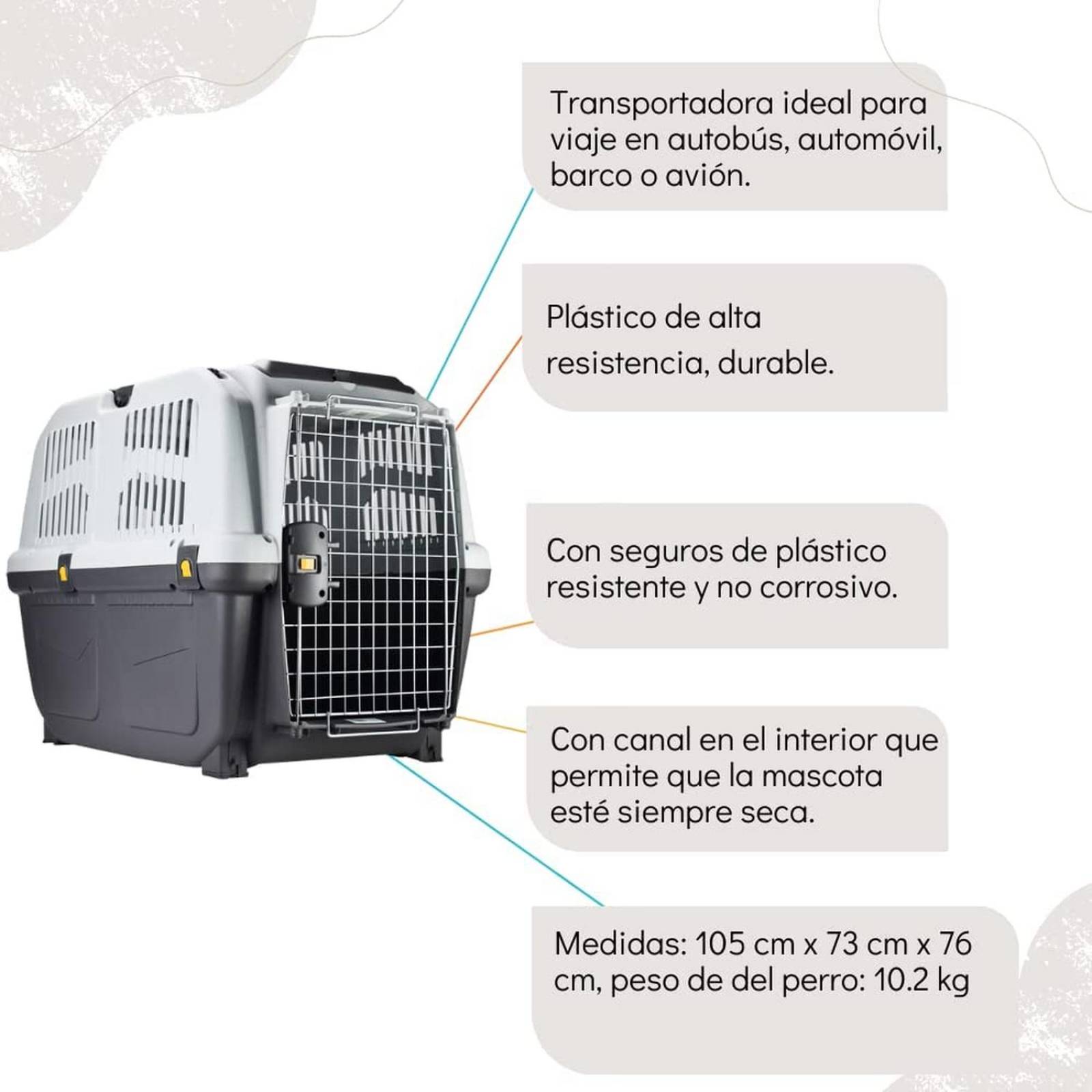 Transportadora perro MPS Skudo IATA 7 mide: 105x73x76 avión 
