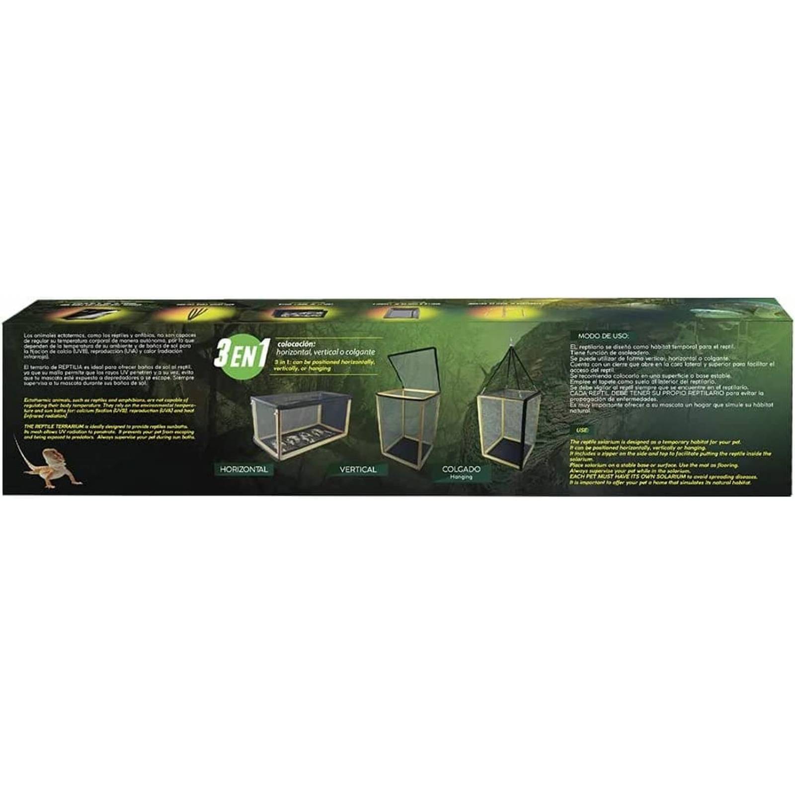 Terrario de malla y madera Reptilia armable mediano 40x40x60