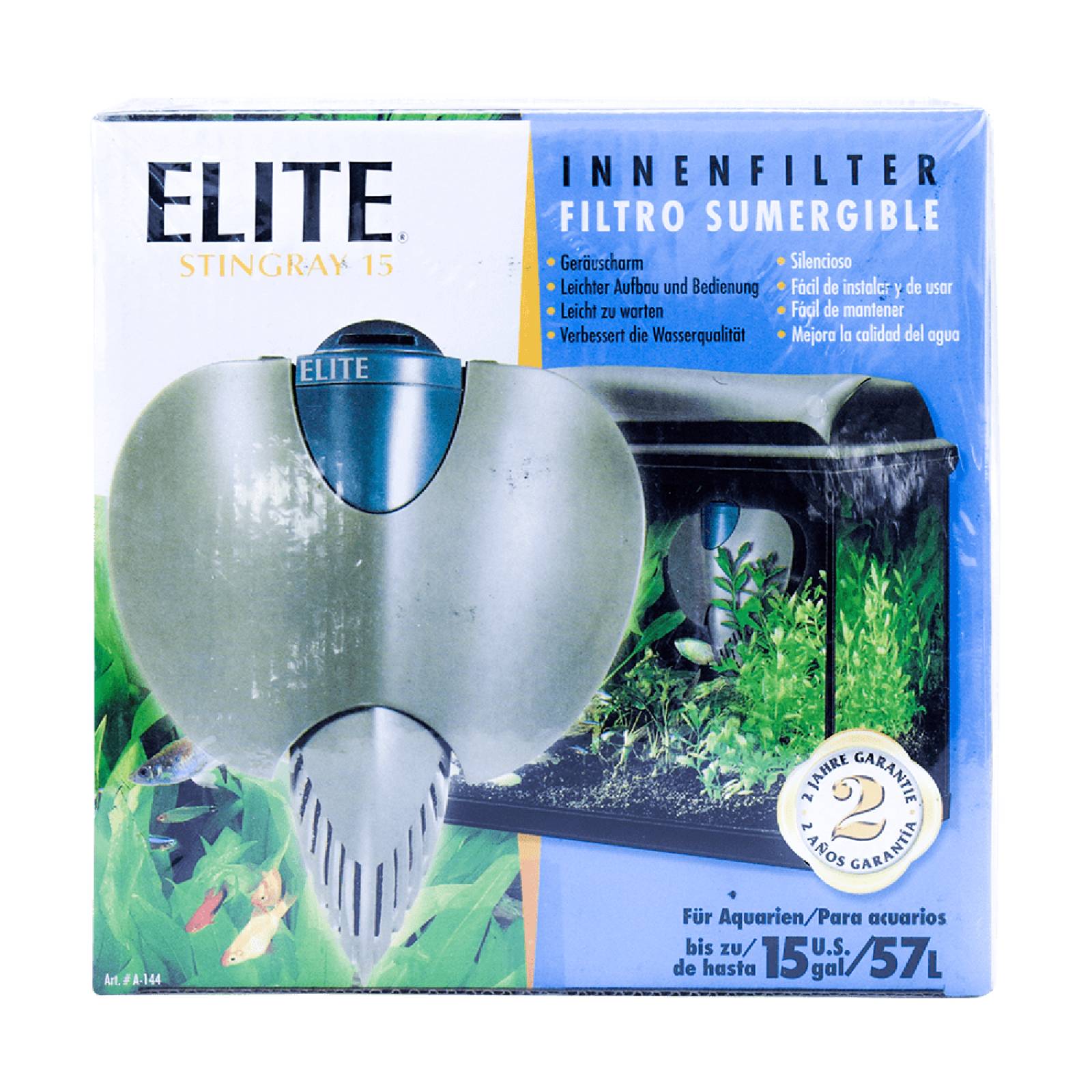 Filtro interno acuario Mantarraya Elite Stingray 15 57lts 