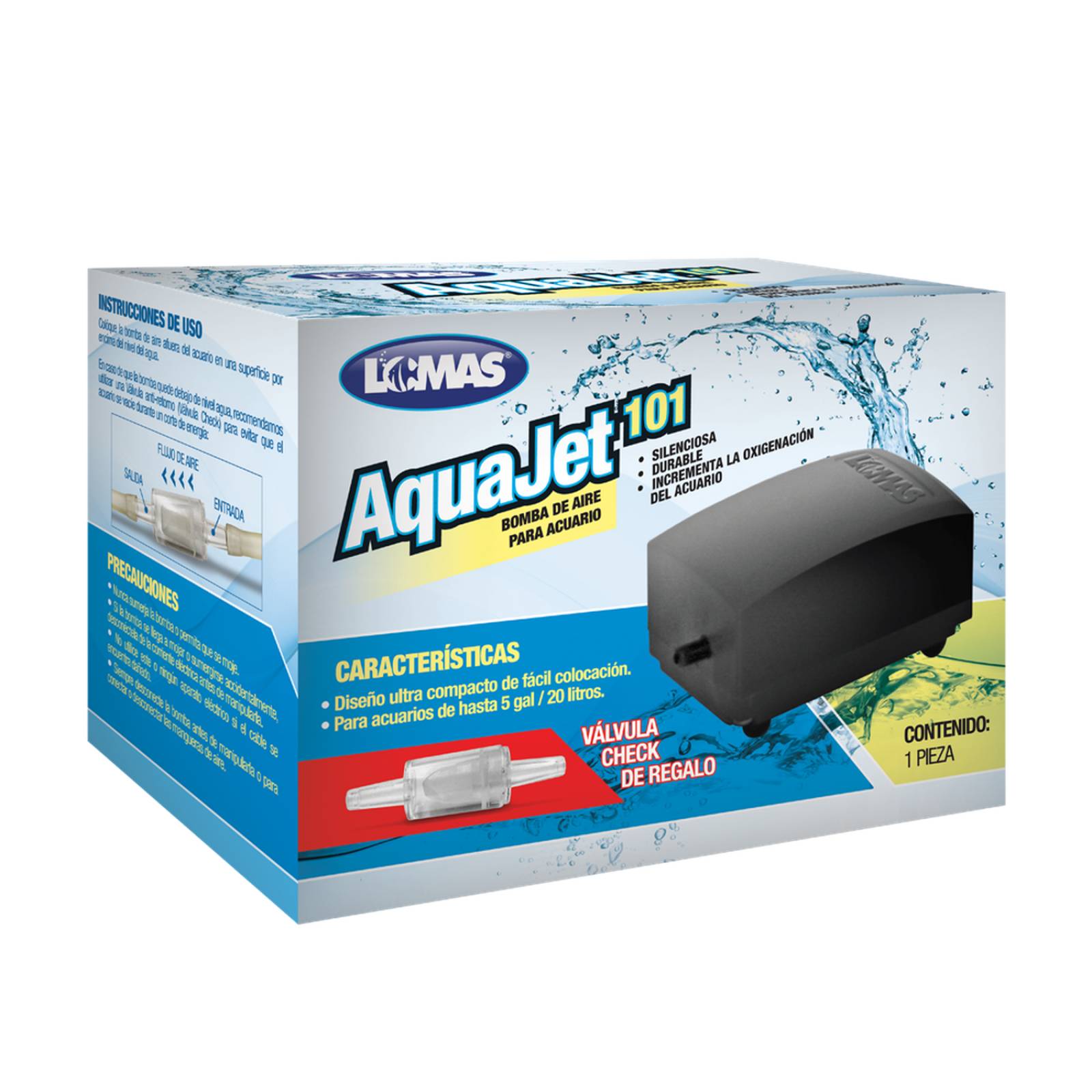 Bomba aire para pecera oxigenadora acuario AquaJet 101 20L 