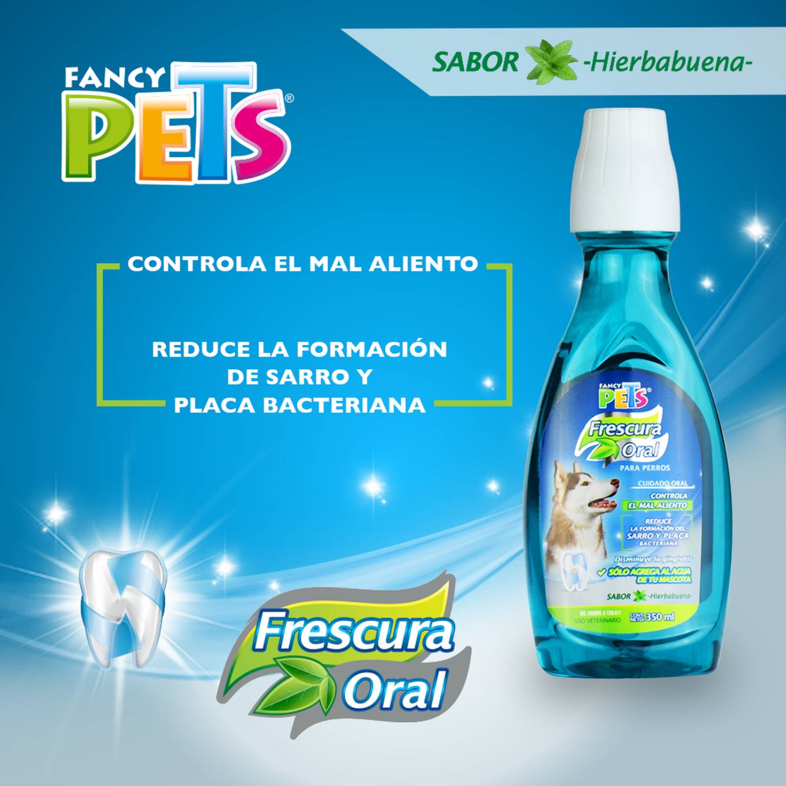 Fancy Pets enjuage bucal para perros uso diario agua 350 ml 