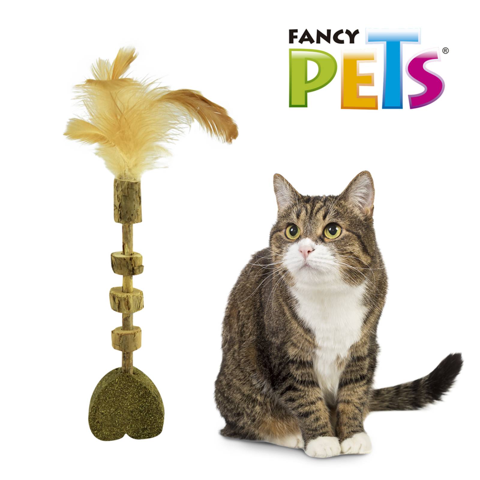 Fancy Pets juguete para gato varita con catnip corazon pluma 