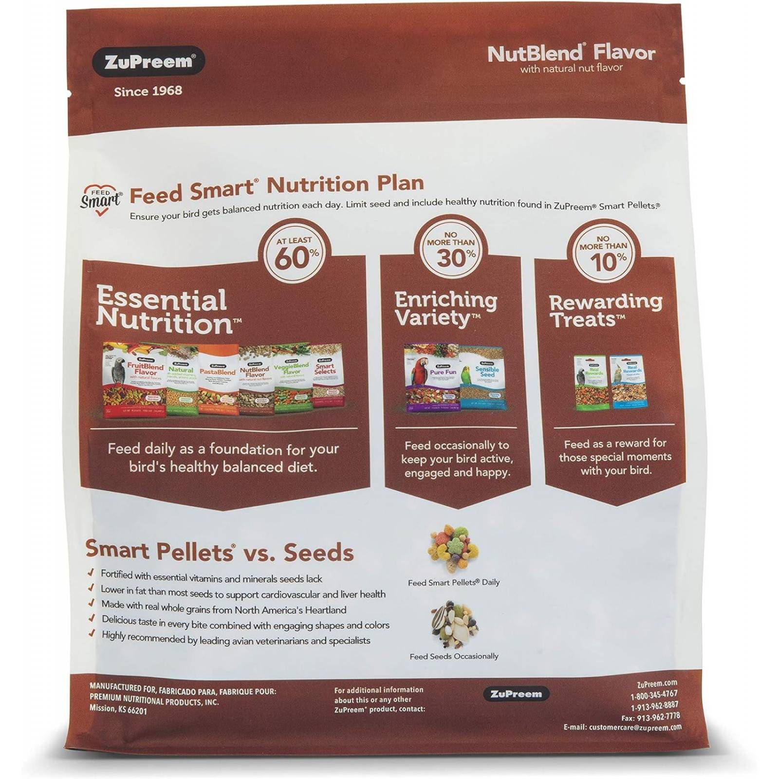 Zupreem alimento Nutblend ninfa, agaporni, conuro, cotorra 907g 