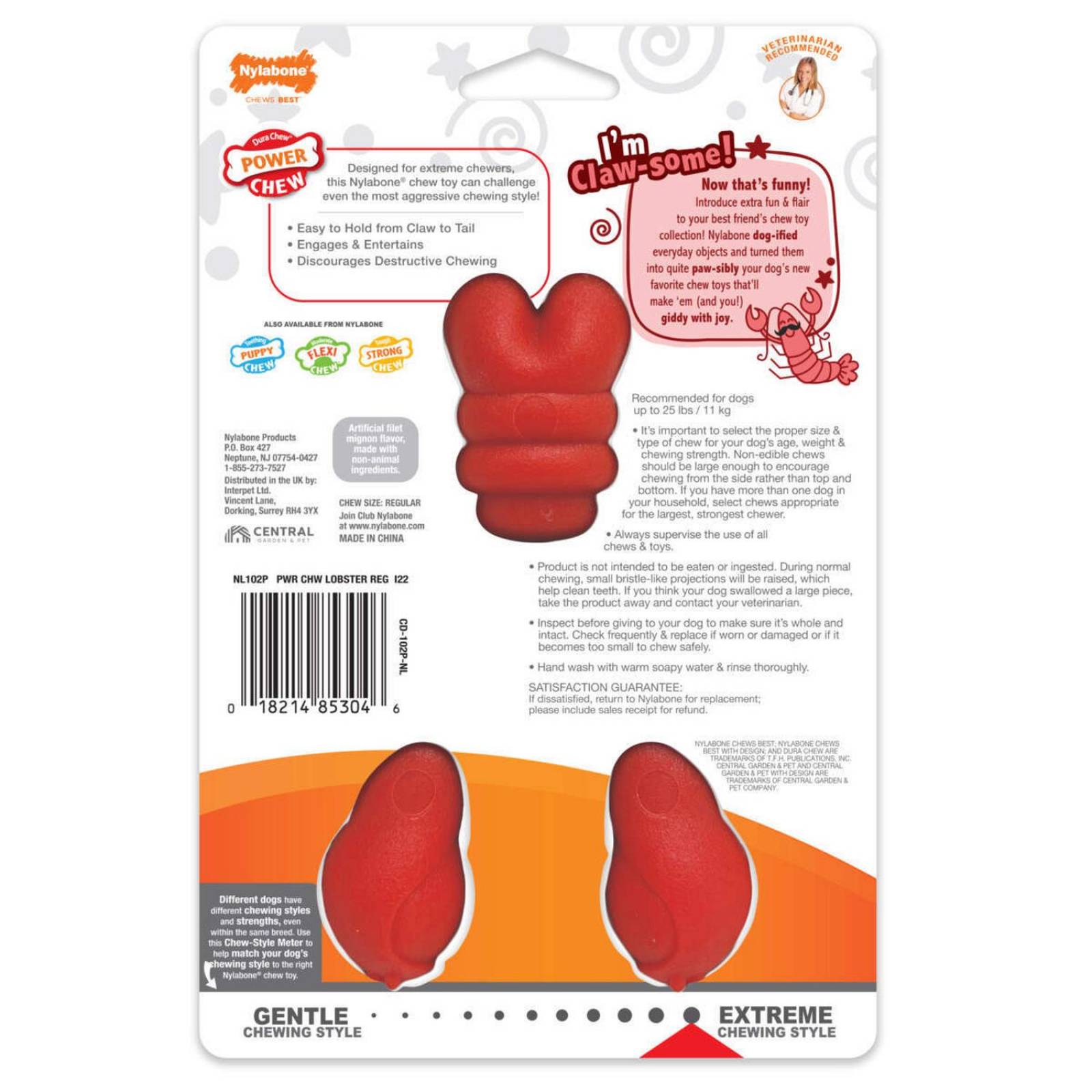 Juguete Nylabone perro Power Chew Langosta Filete Mignon 11kg 