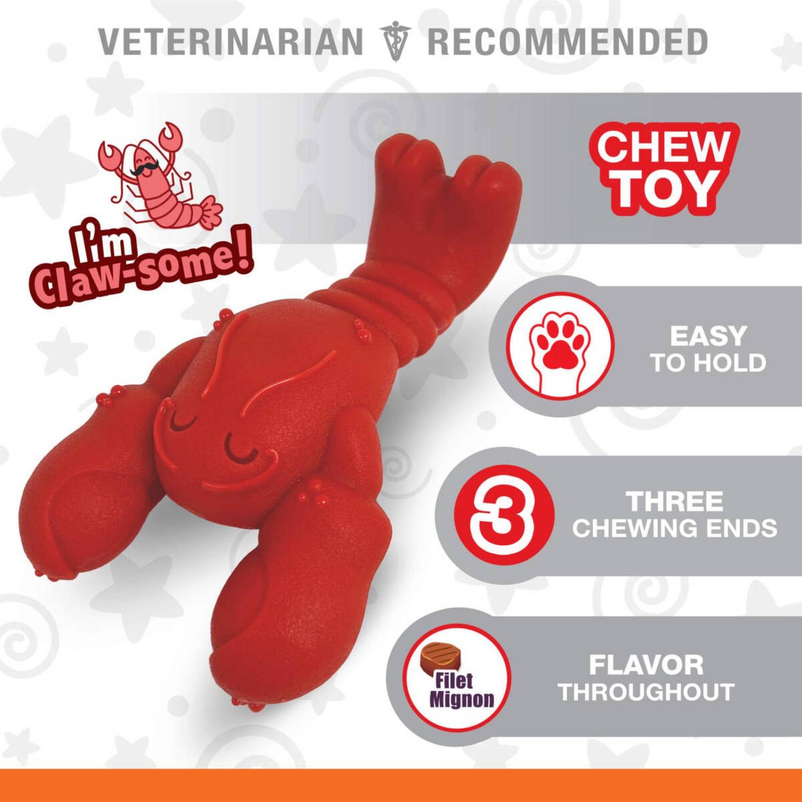 Juguete Nylabone perro Power Chew Langosta Filete Mignon 11kg 