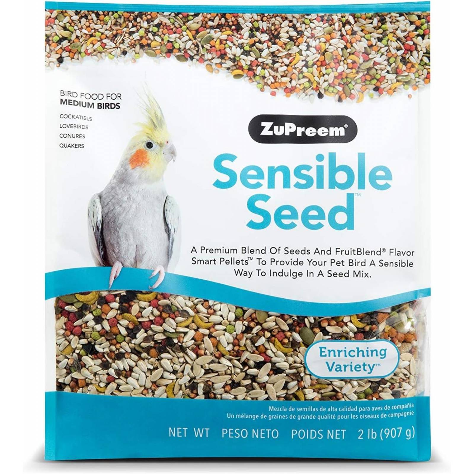 Zupreem comida Sensible Seed ninfa, agaporni, conuro, cotorro 907g 