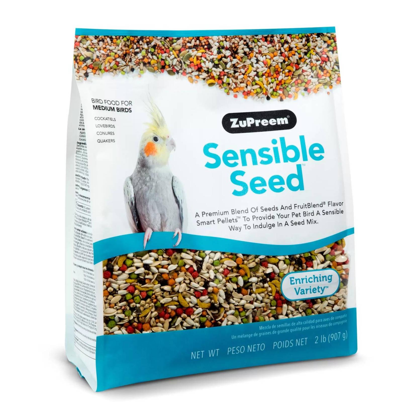 Zupreem comida Sensible Seed ninfa, agaporni, conuro, cotorro 907g 