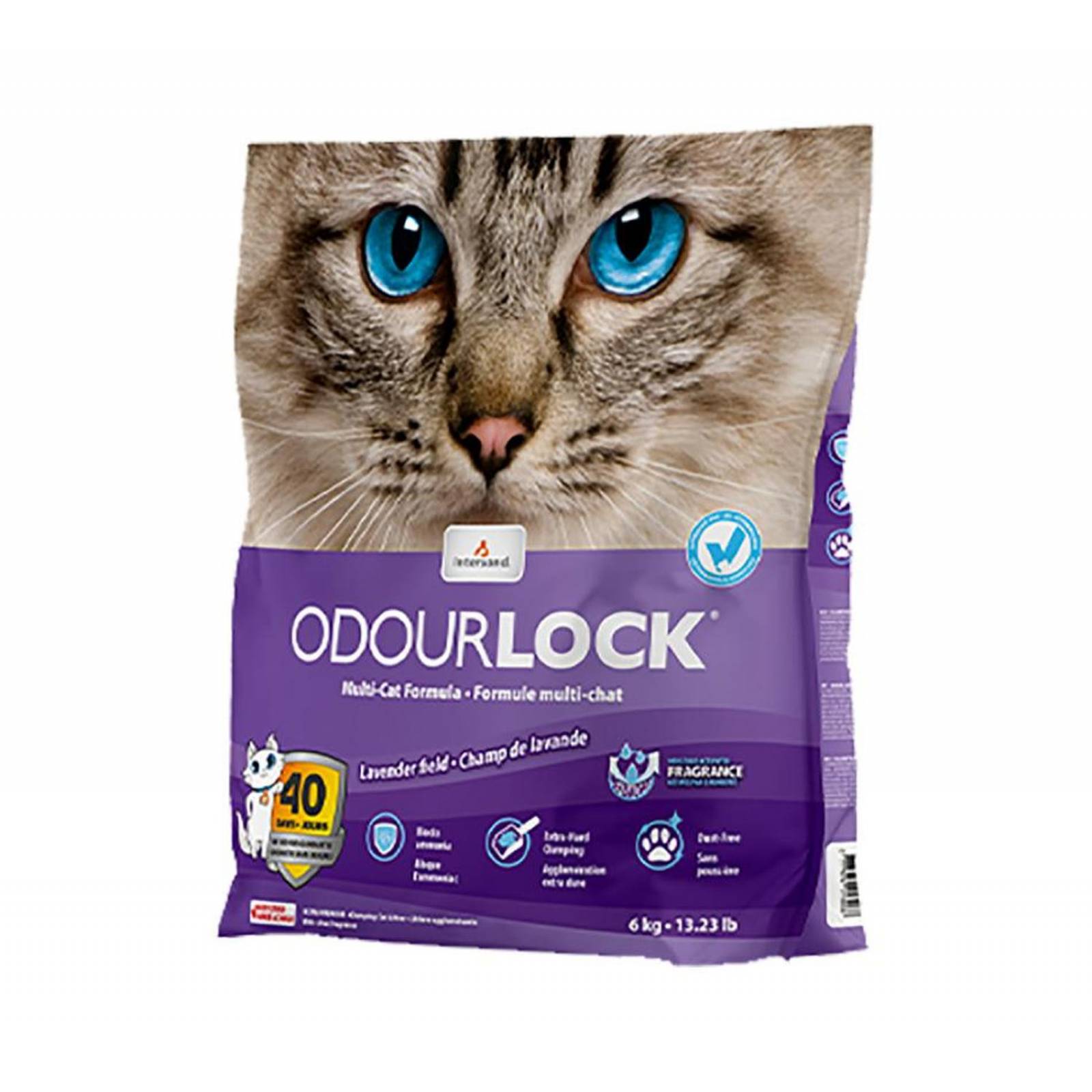 Intersand Arena gato aglutinante arcilla lavanda Odor Lock 6kg 
