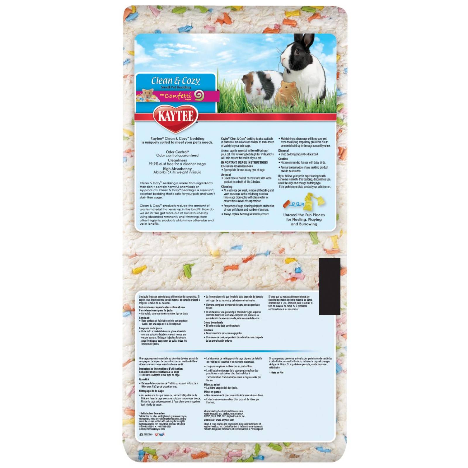 Kaytee Sustrato cama cuyo, conejo Clean & Cozy Confetti 24.6L 
