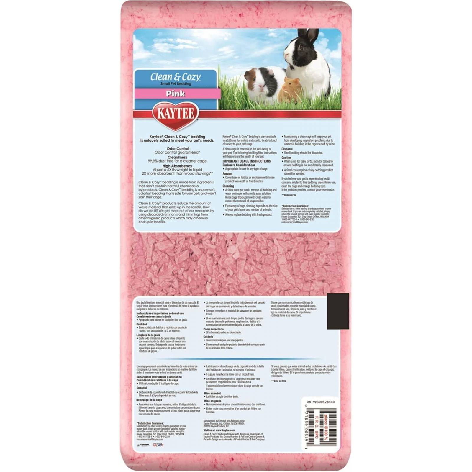 Kaytee Sustrato cama cuyo, conejo Clean & Cozy Rosa 24.6L 