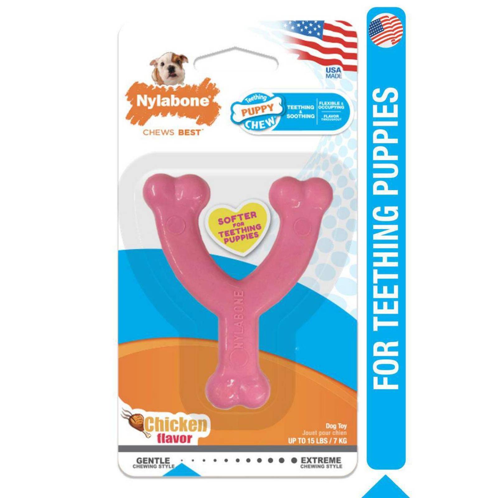 Juguete Hueso Nylabone Rosa Wishbone Puppy Chew, Pollo 7kg 