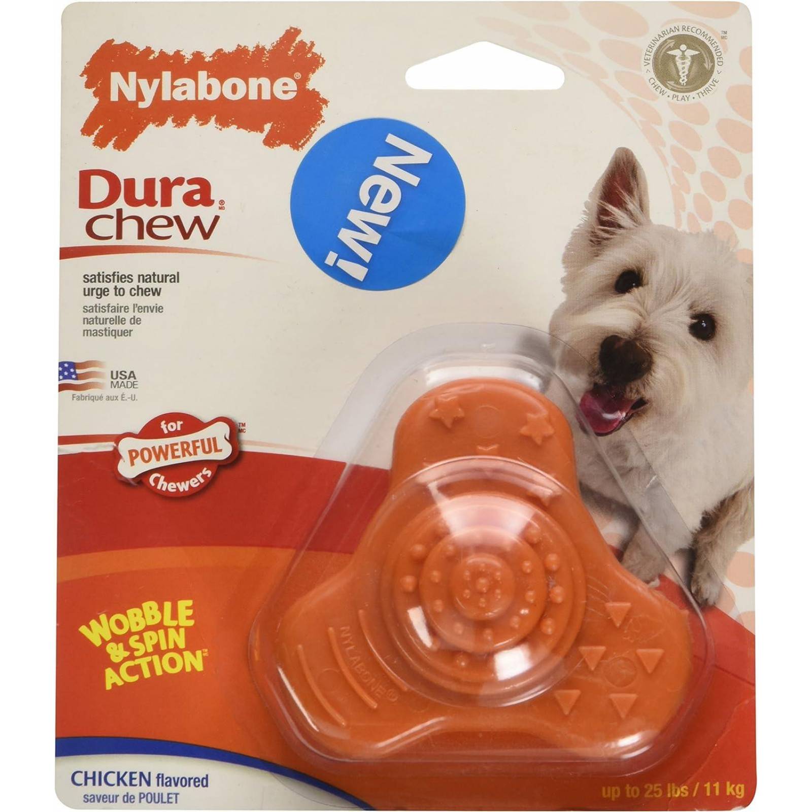 Juguete Nylabone perro Durachew dental Spinner Pollo 11kg 