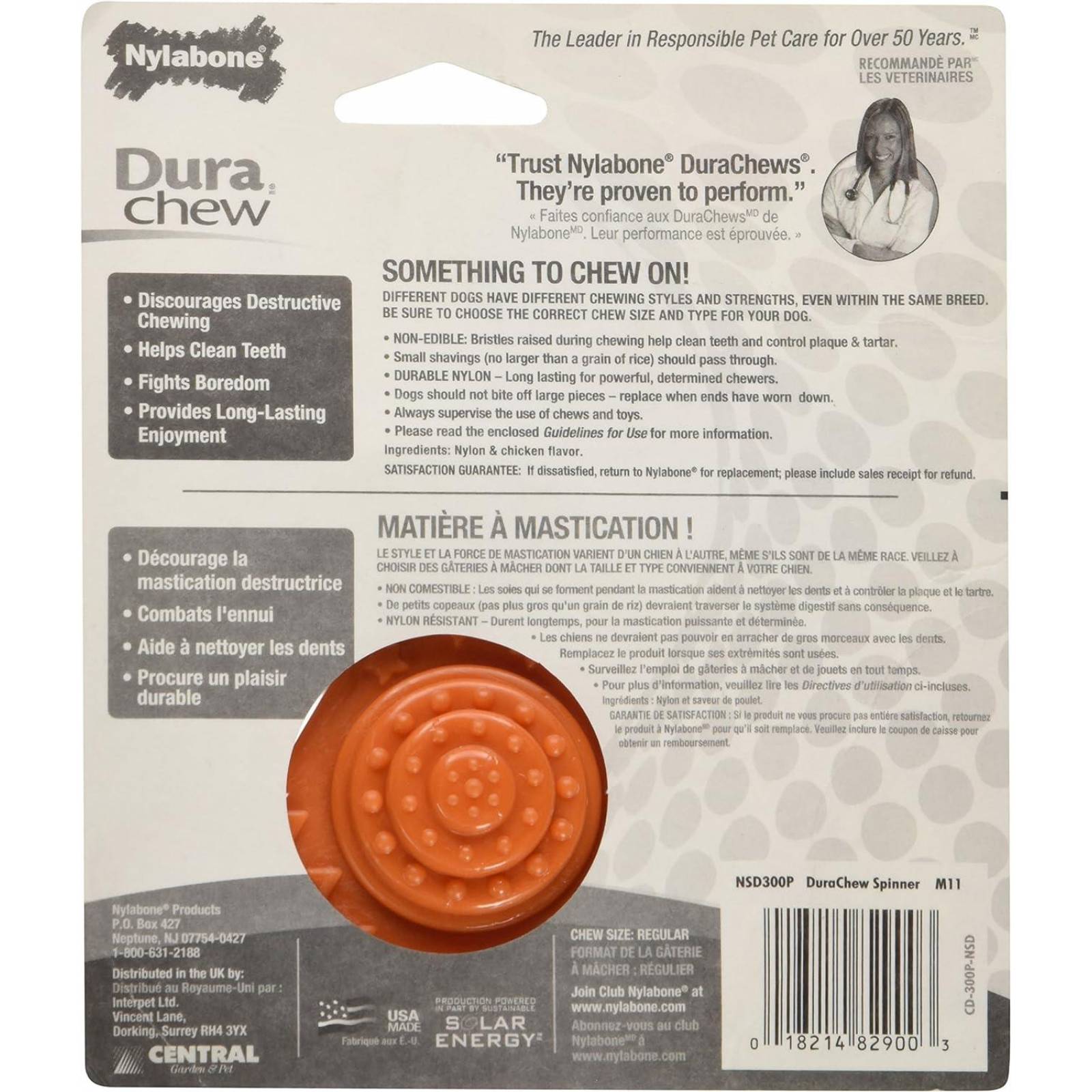 Juguete Nylabone perro Durachew dental Spinner Pollo 11kg 