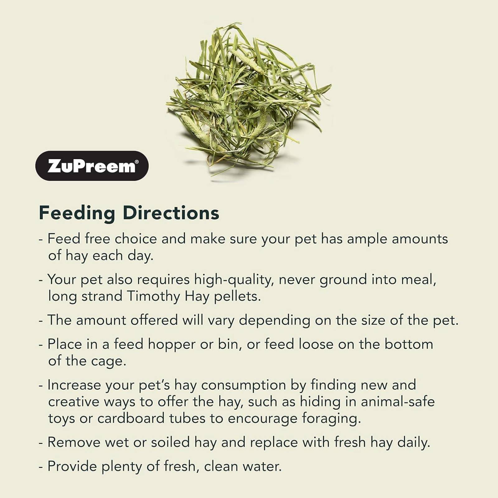 Zupreem alimento Premium Heno Timothy Natural Hay 1.13kg 