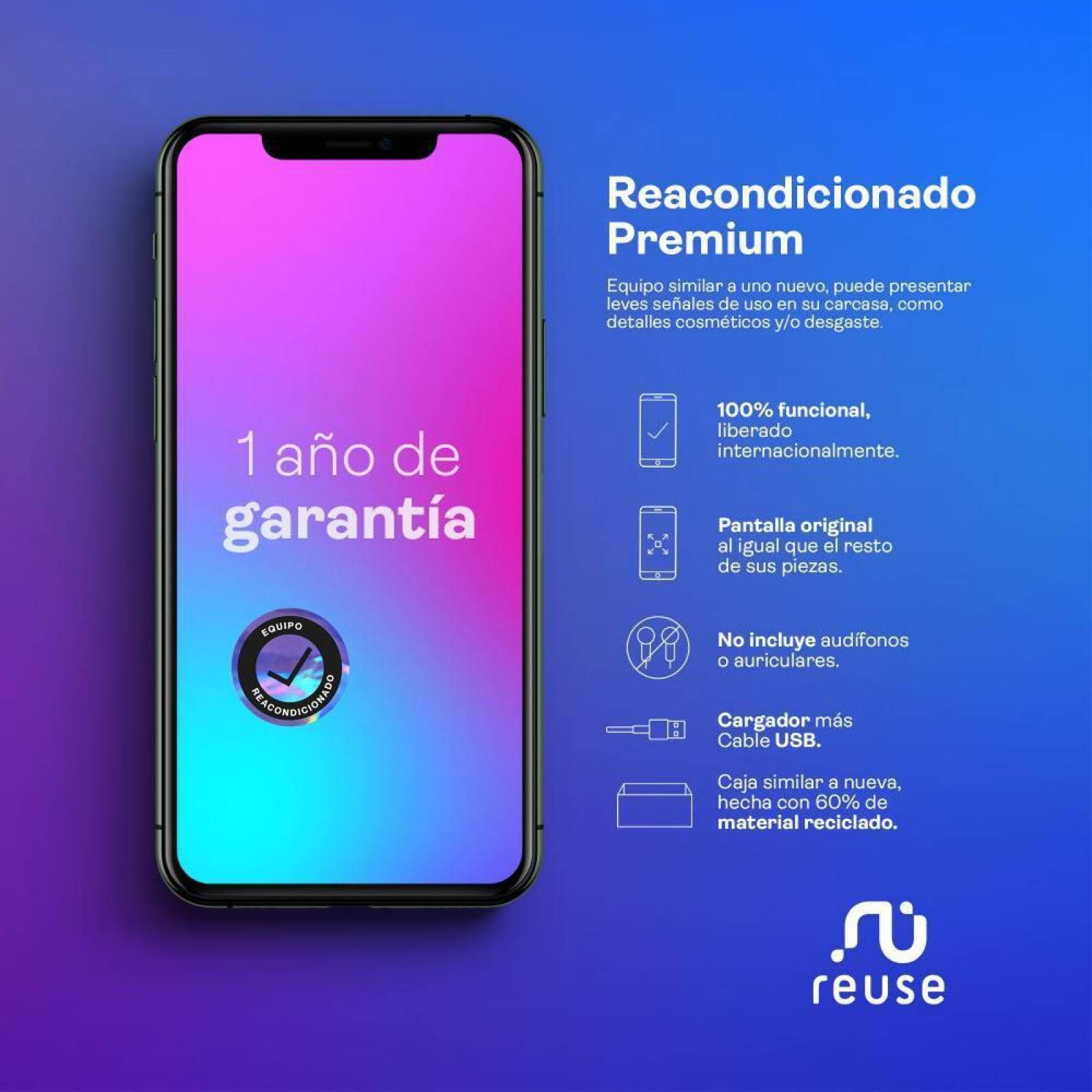 Apple iPhone 14 256GB Morado Reacondicionado Grado A 24 meses de Garan —  Reuse México