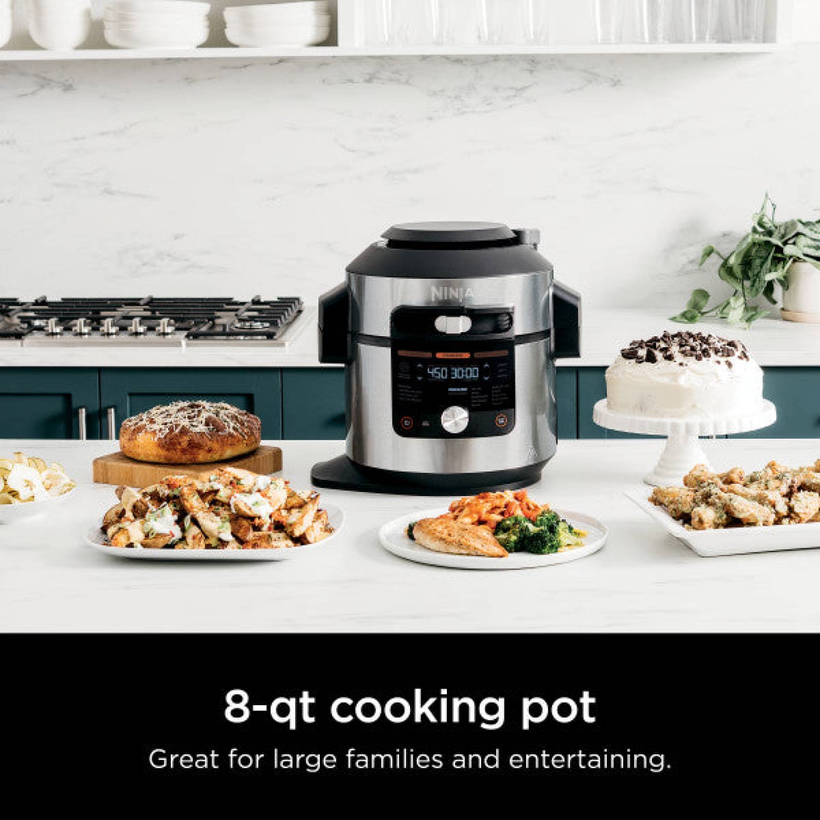 Olla de presión multifuncional Ninja Foodi OL701 7 L, con air fryer 14 en 1, gris 