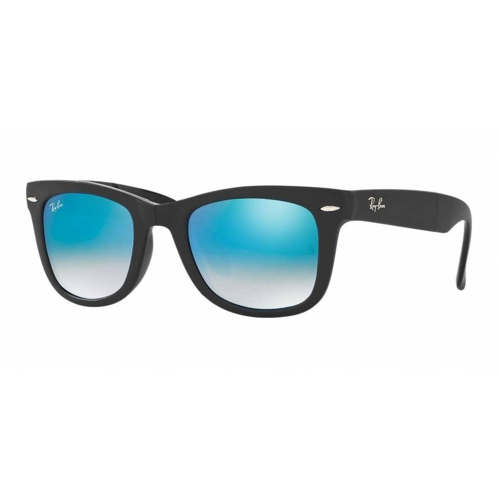 Ray Ban Rb4105 60694o Wayfarer Folding Negro Azul Espejo