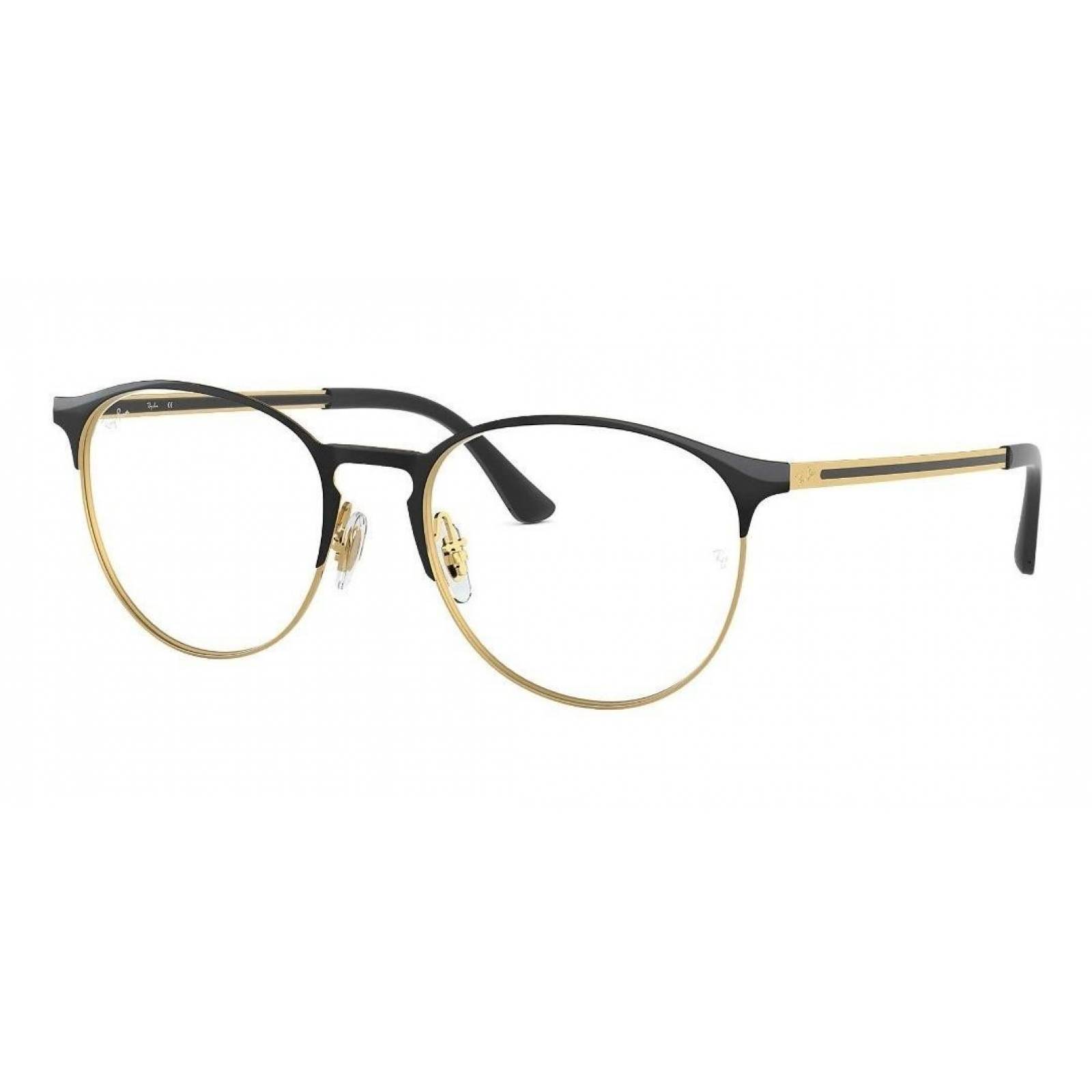 Ray Ban Oftalmico Rb6375 2890 Round Metal Dorado Negro Icon