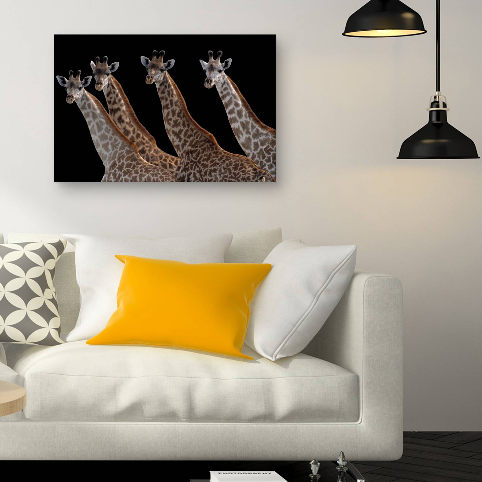 Cuadros Decorativos - Jirafas en una fila negra de Staffan Widstrand