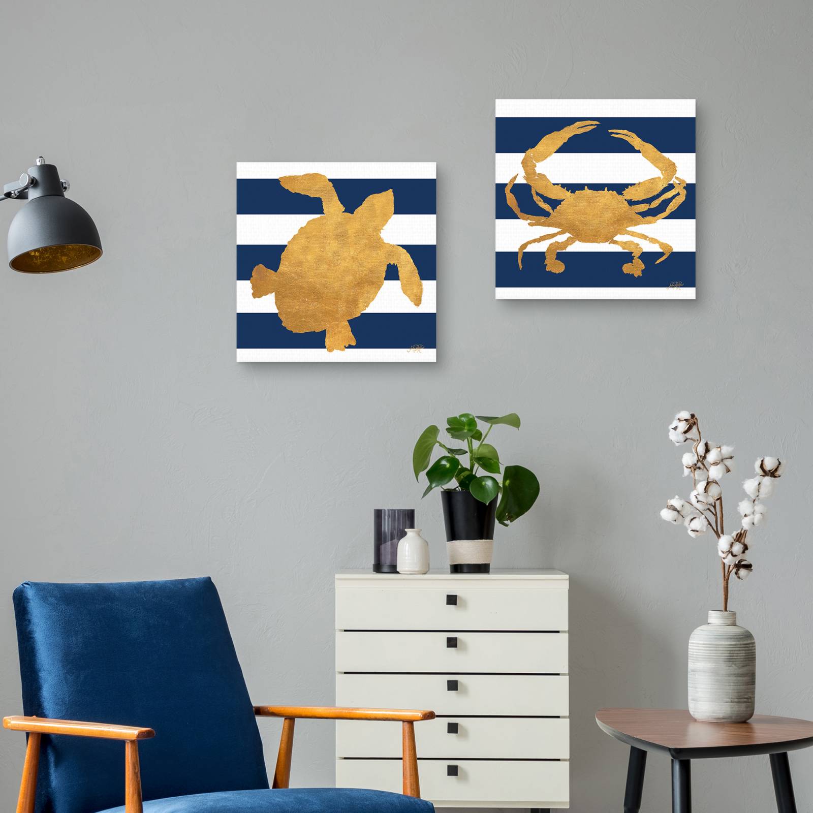 Cuadro Decorativo - Criaturas marinas en rayas III