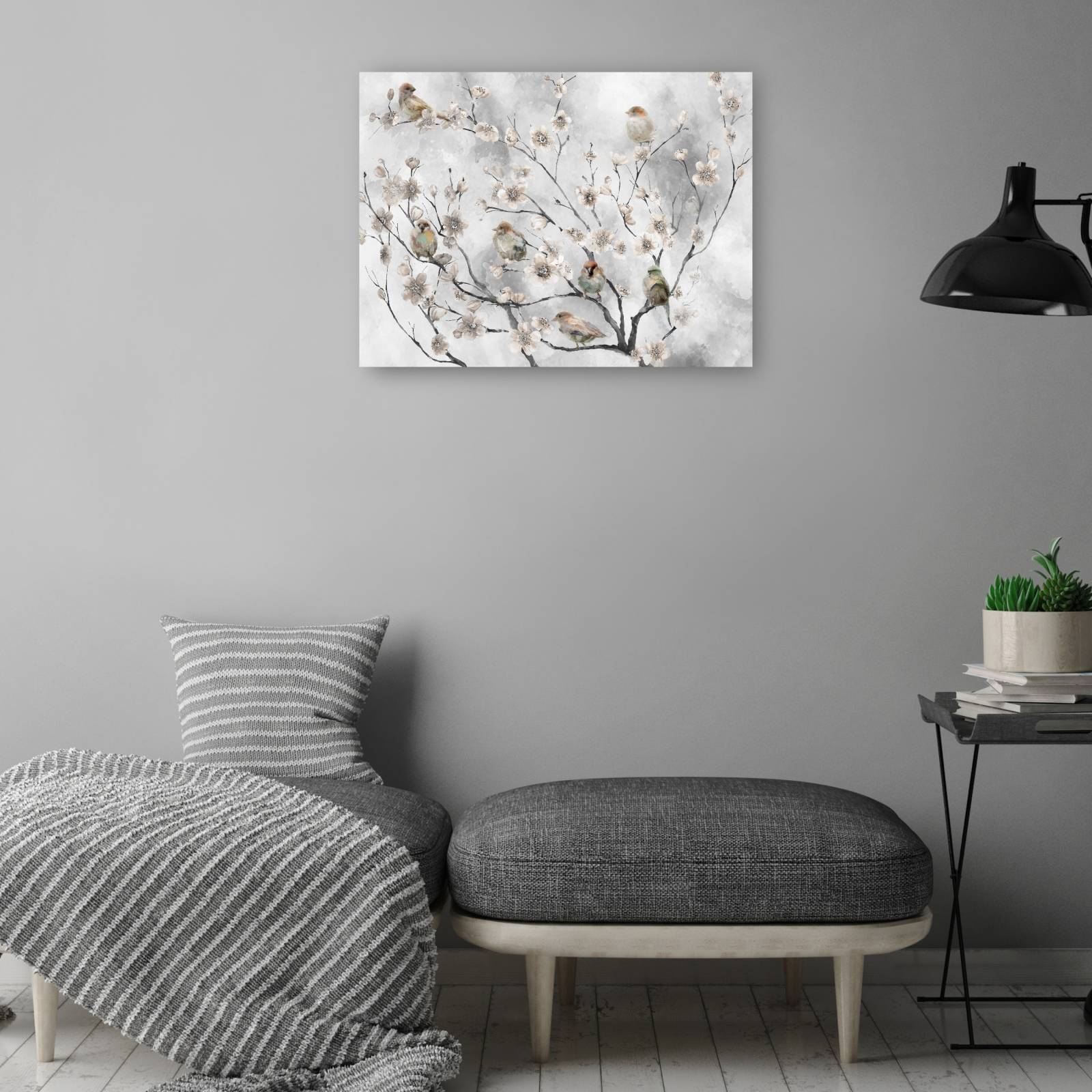 Cuadro Decorativo - Aves de flor de cerezo 69 cm x 92 cm