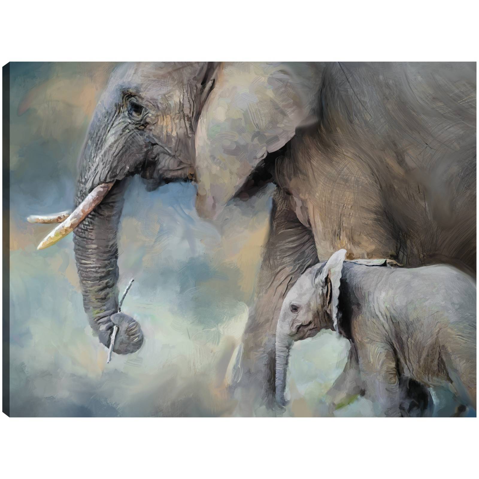 Cuadro Decorativo - Familia de elefantes 28 cm x 36 cm