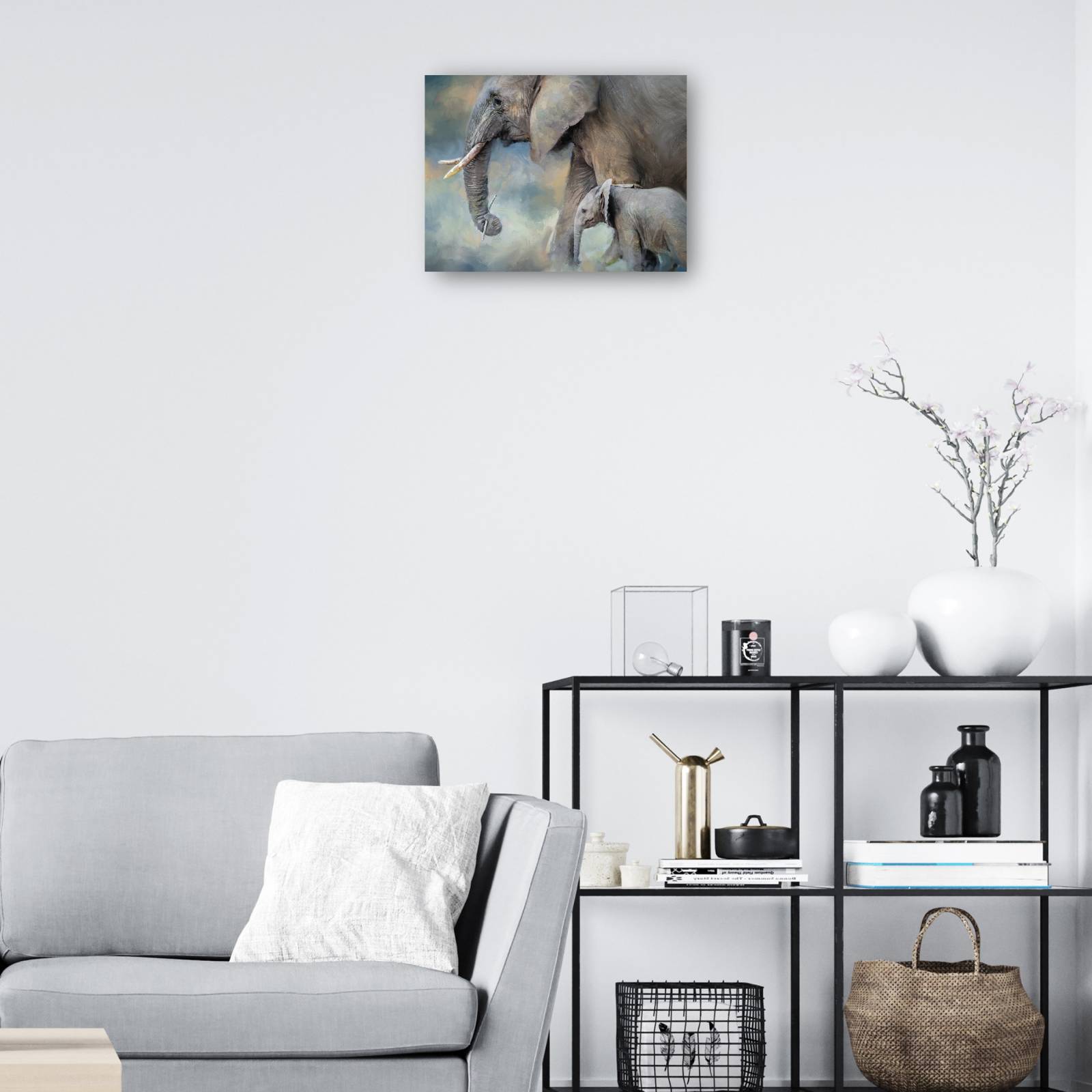 Cuadro Decorativo - Familia de elefantes 28 cm x 36 cm