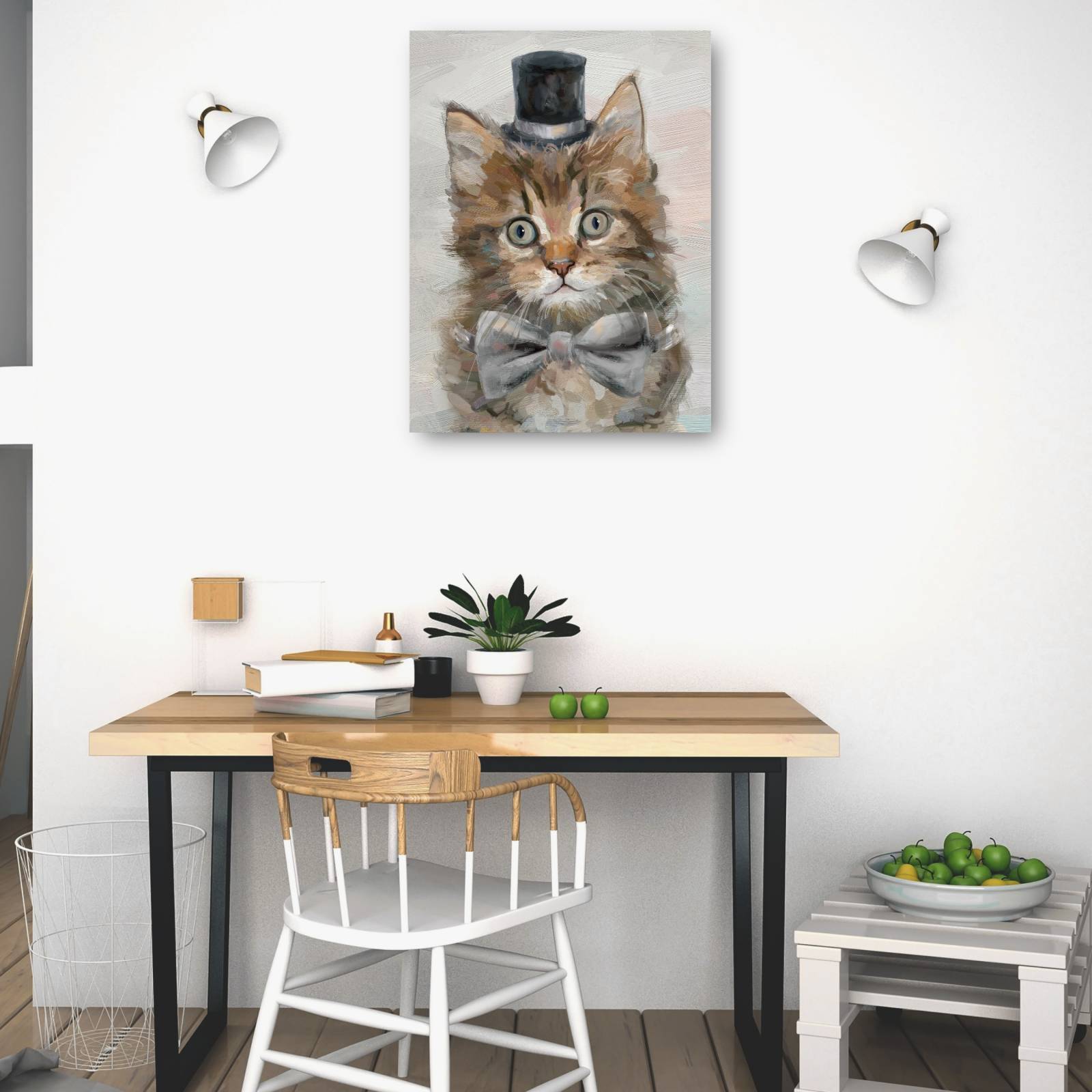 Cuadro Decorativo - Gatos con sombrero de copa IV 92 cm x 69 cm