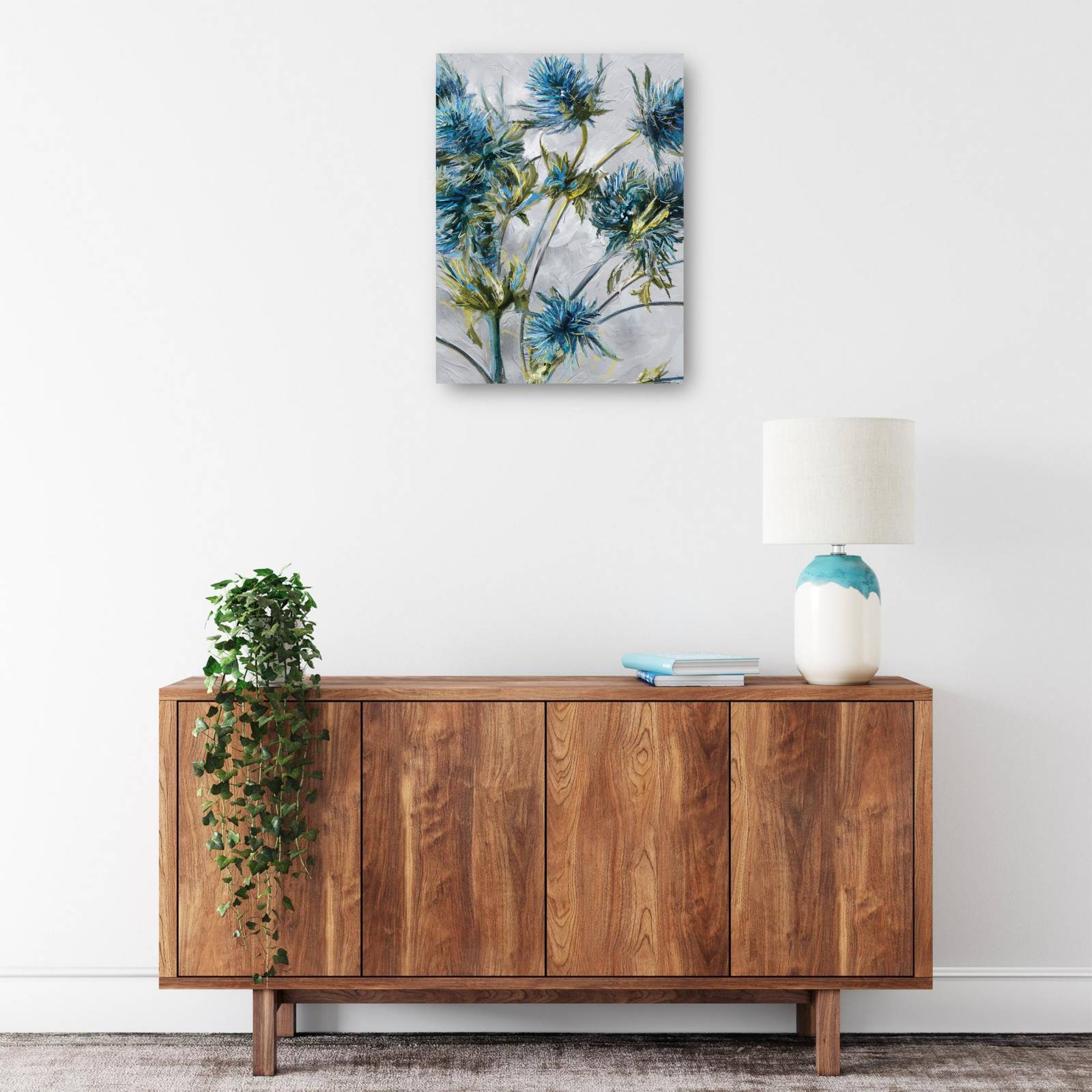 Cuadro Decorativo - Flores índigo 36 cm x 28 cm