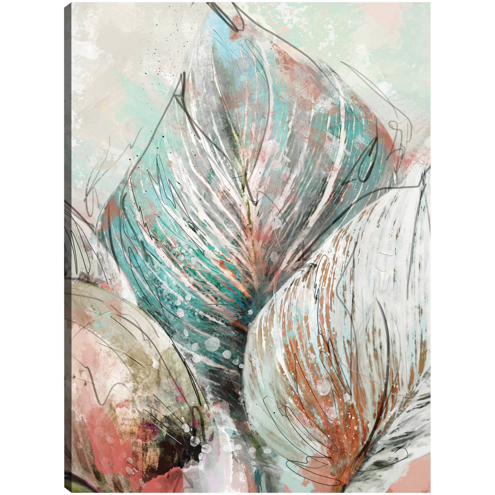 Cuadro Decorativo - Hojas de arte lineal II 61 cm x 46 cm