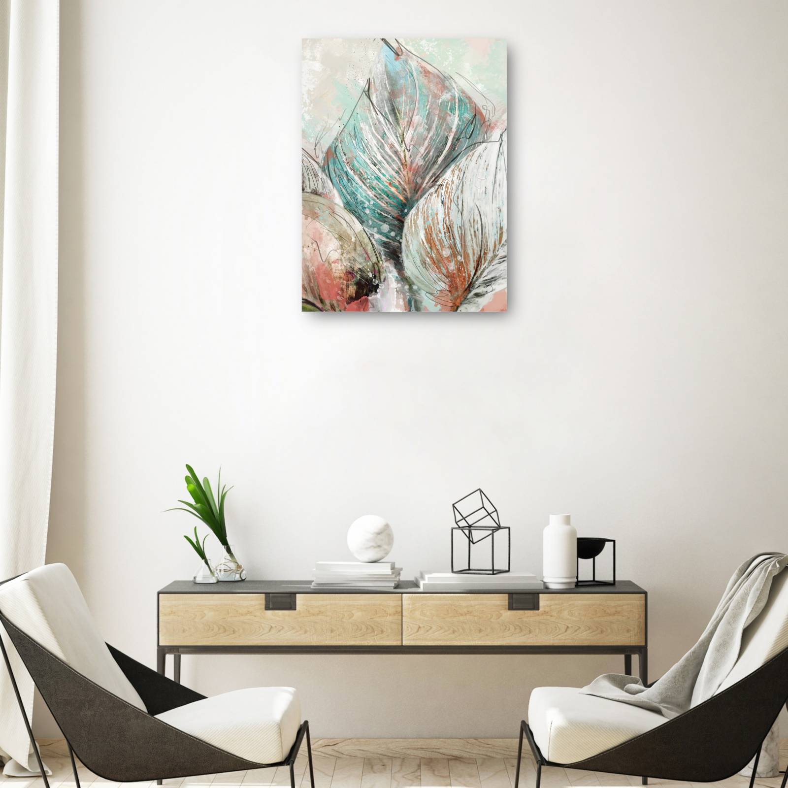 Cuadro Decorativo - Hojas de arte lineal II 61 cm x 46 cm